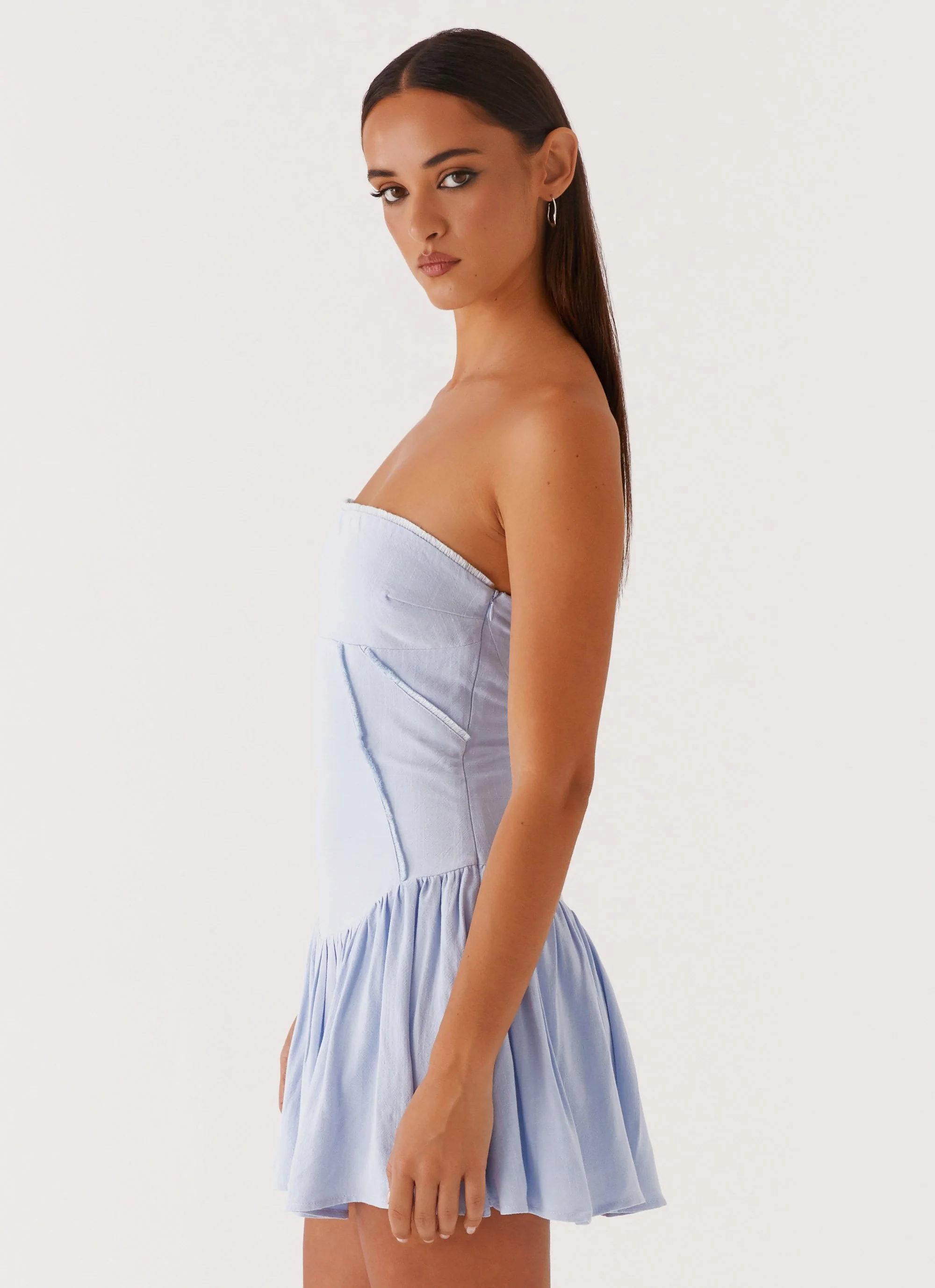 Larnie Linen Mini Dress - Blue - Image 4