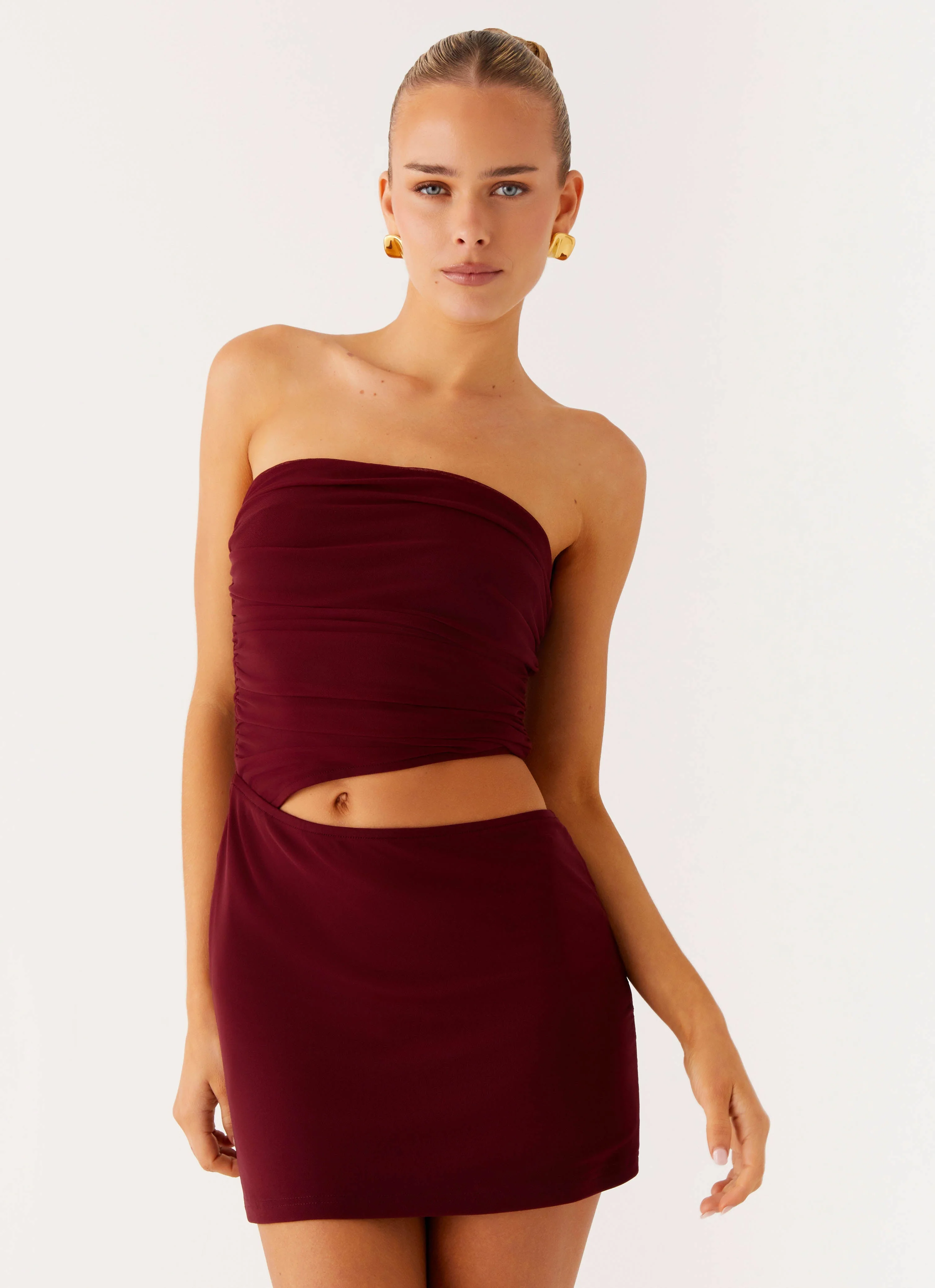 Last Heartbreak Mini Dress - Burgundy - Image 4