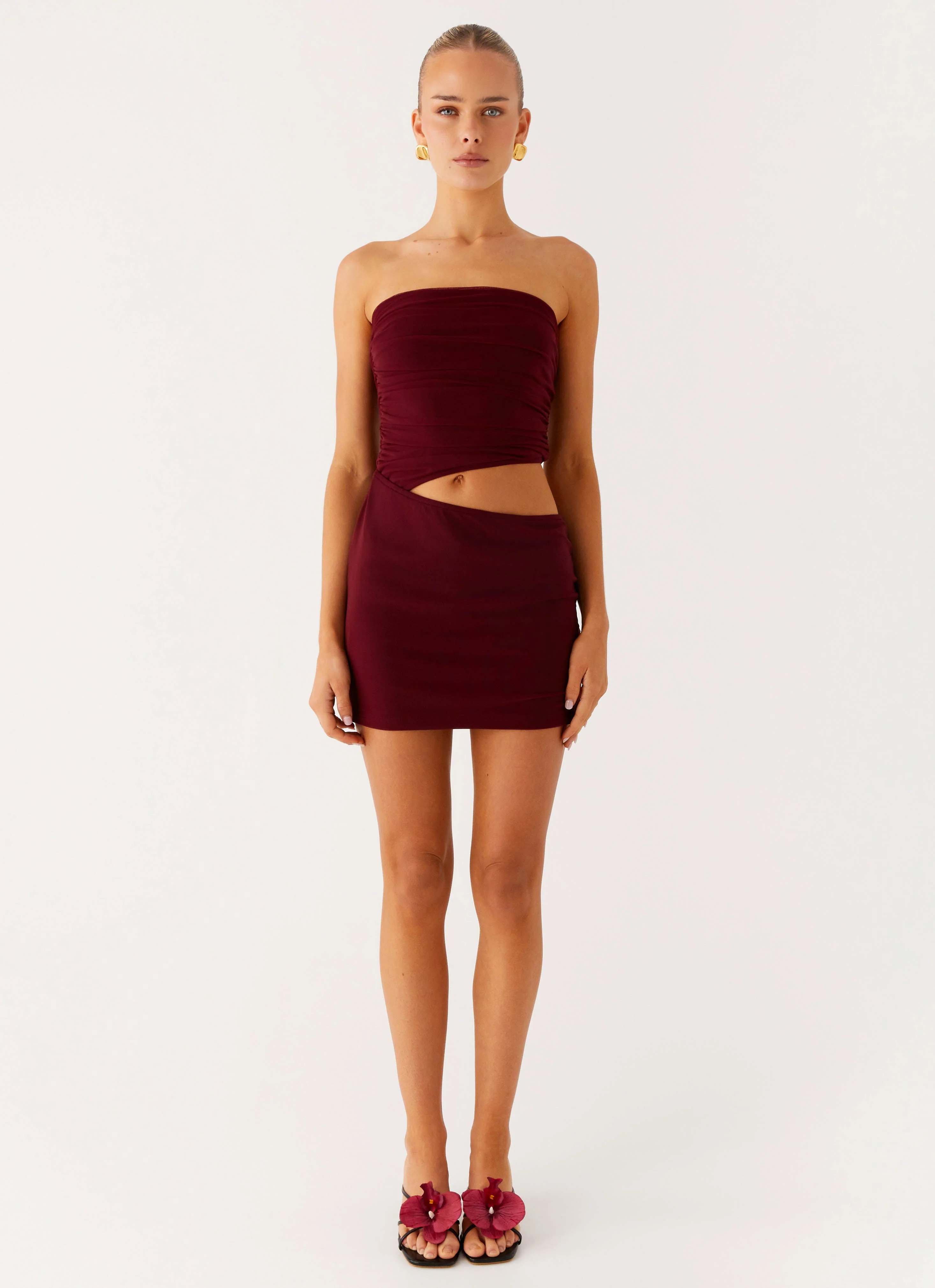 Last Heartbreak Mini Dress - Burgundy - Image 5