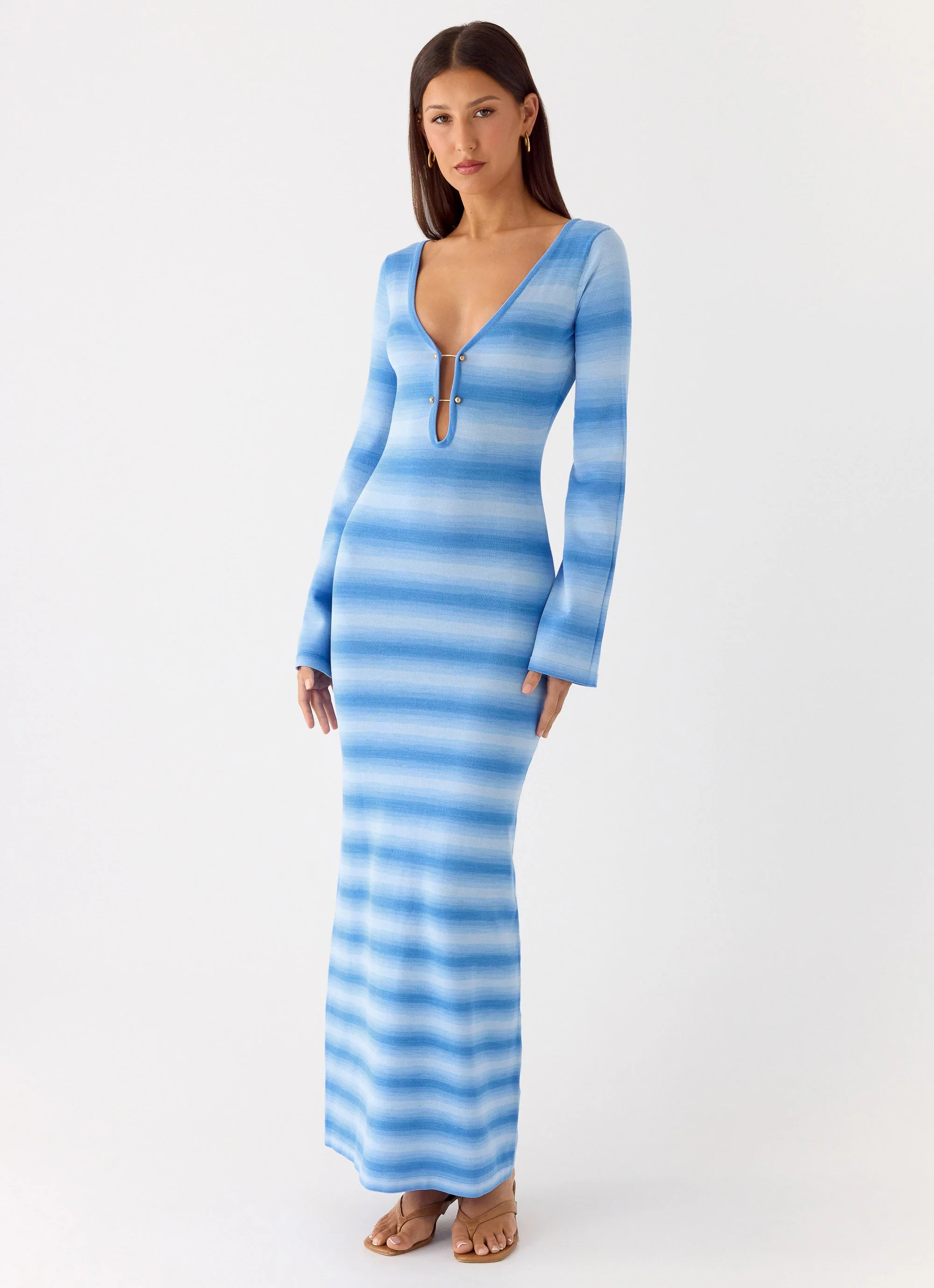 Late Night Calls Knit Maxi Dress - Cerulean - Image 5