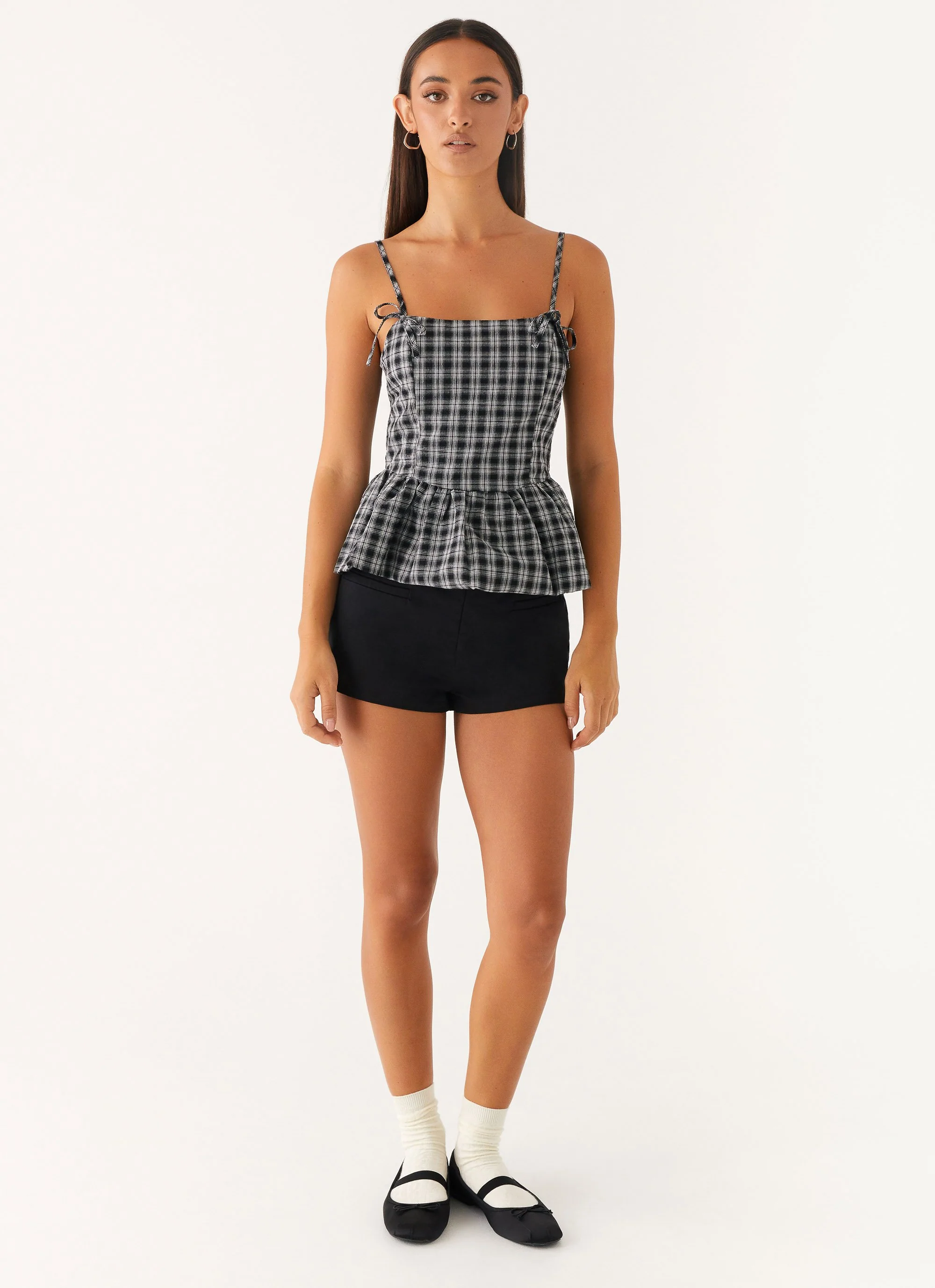Laura Top - White Black Check - Image 2