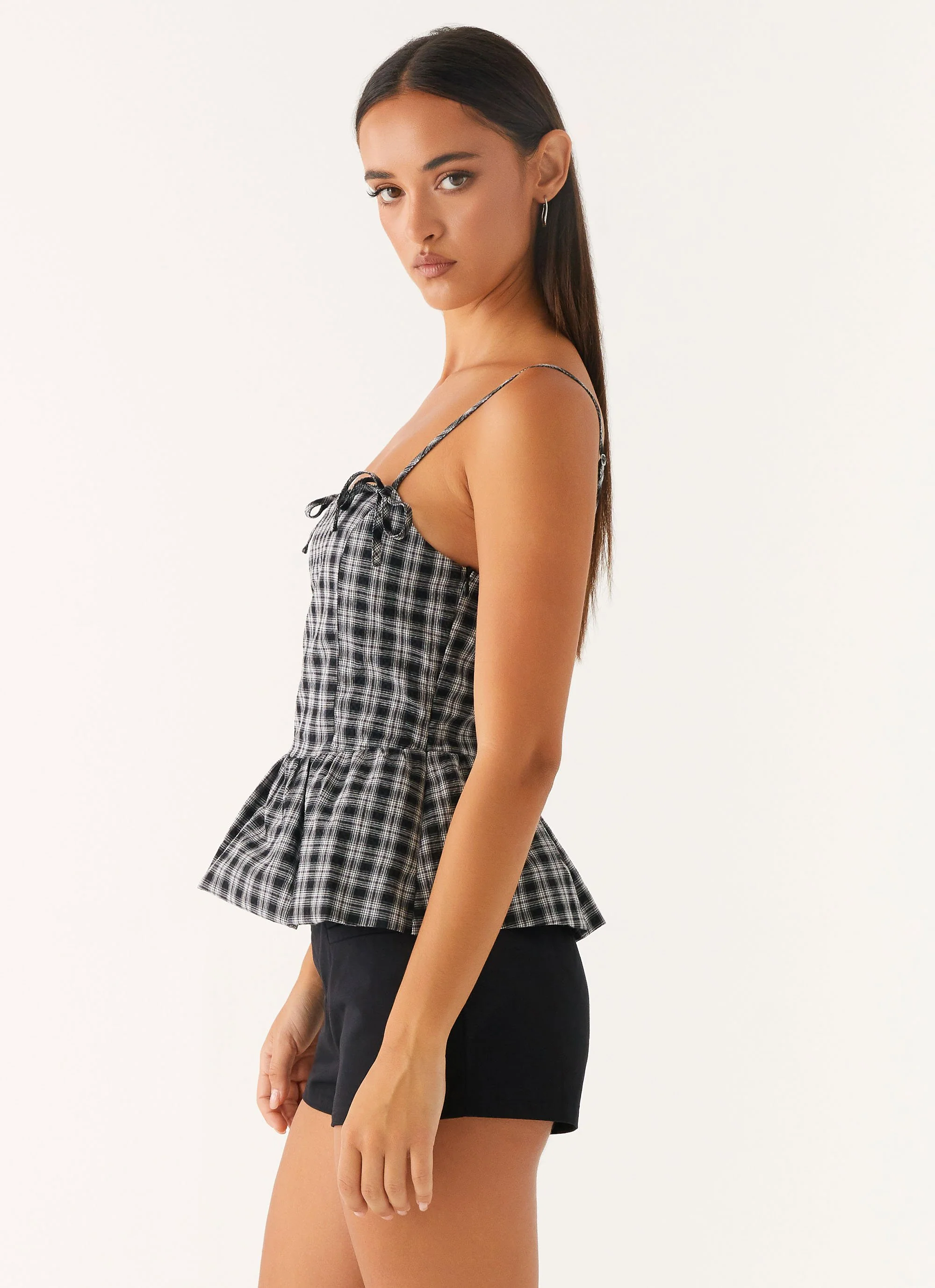 Laura Top - White Black Check - Image 3