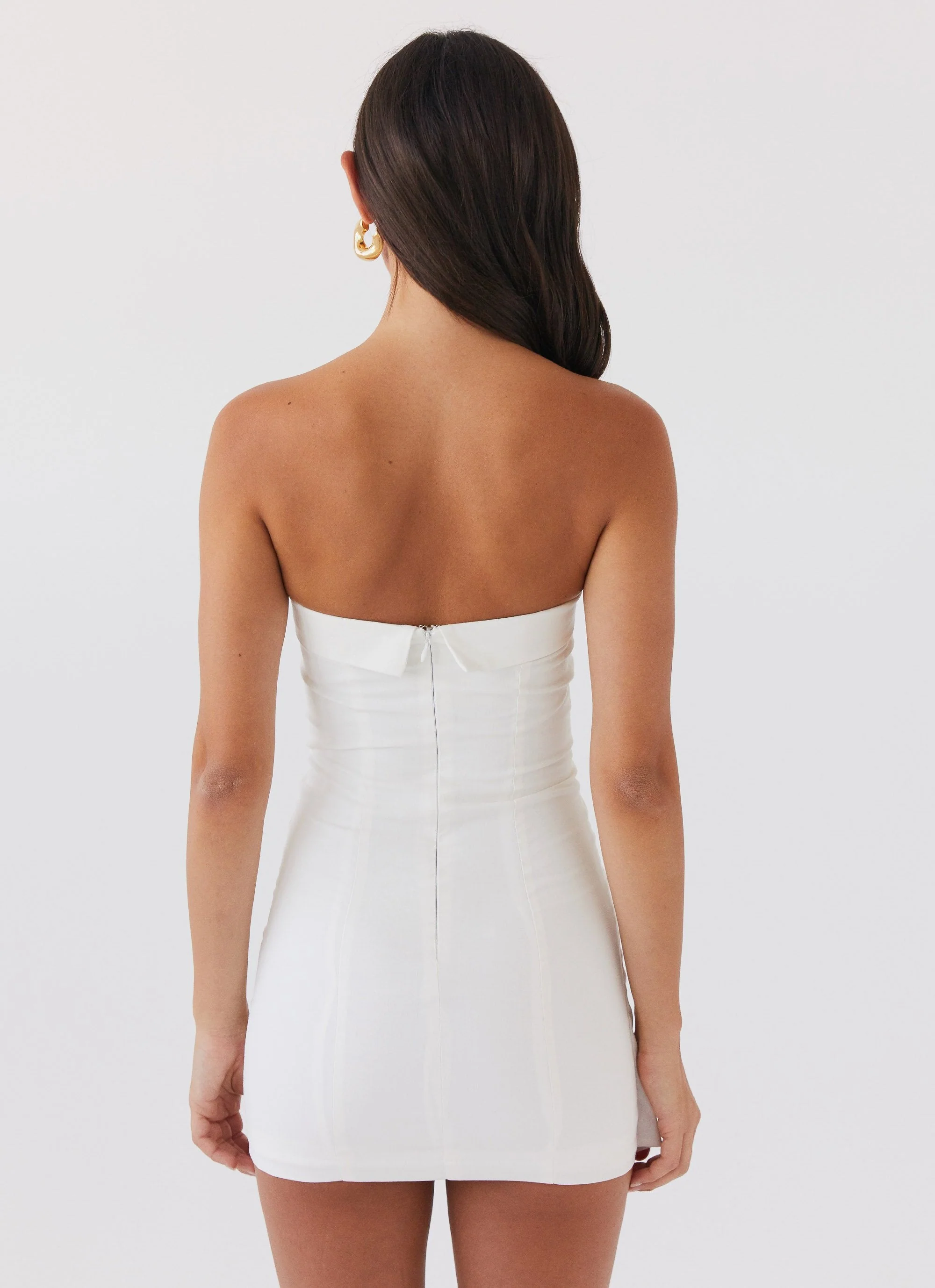 Lavinia Linen Tube Mini Dress - White - Image 3