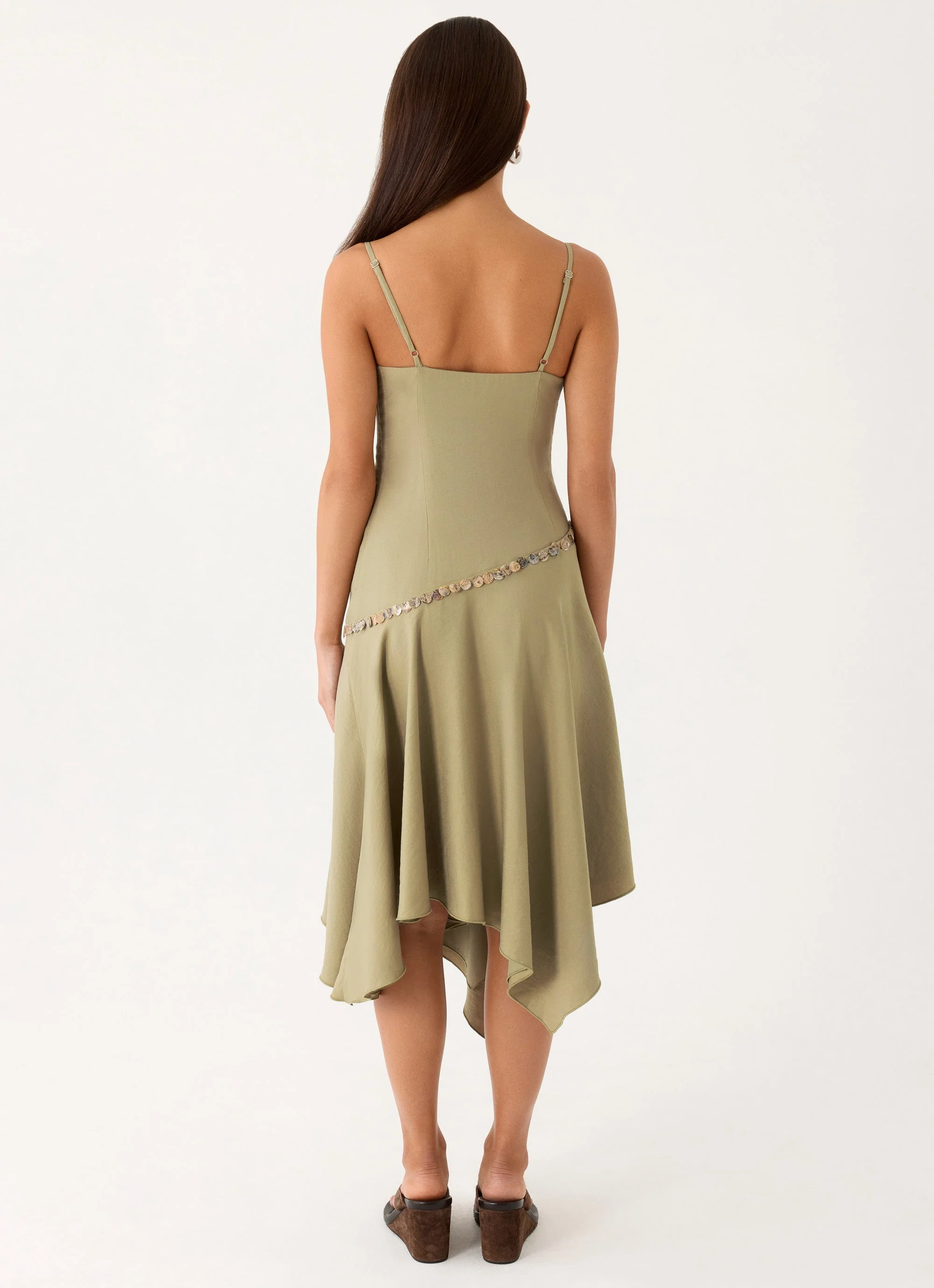 Lazure Midi Dress - Pale Olive - Image 3