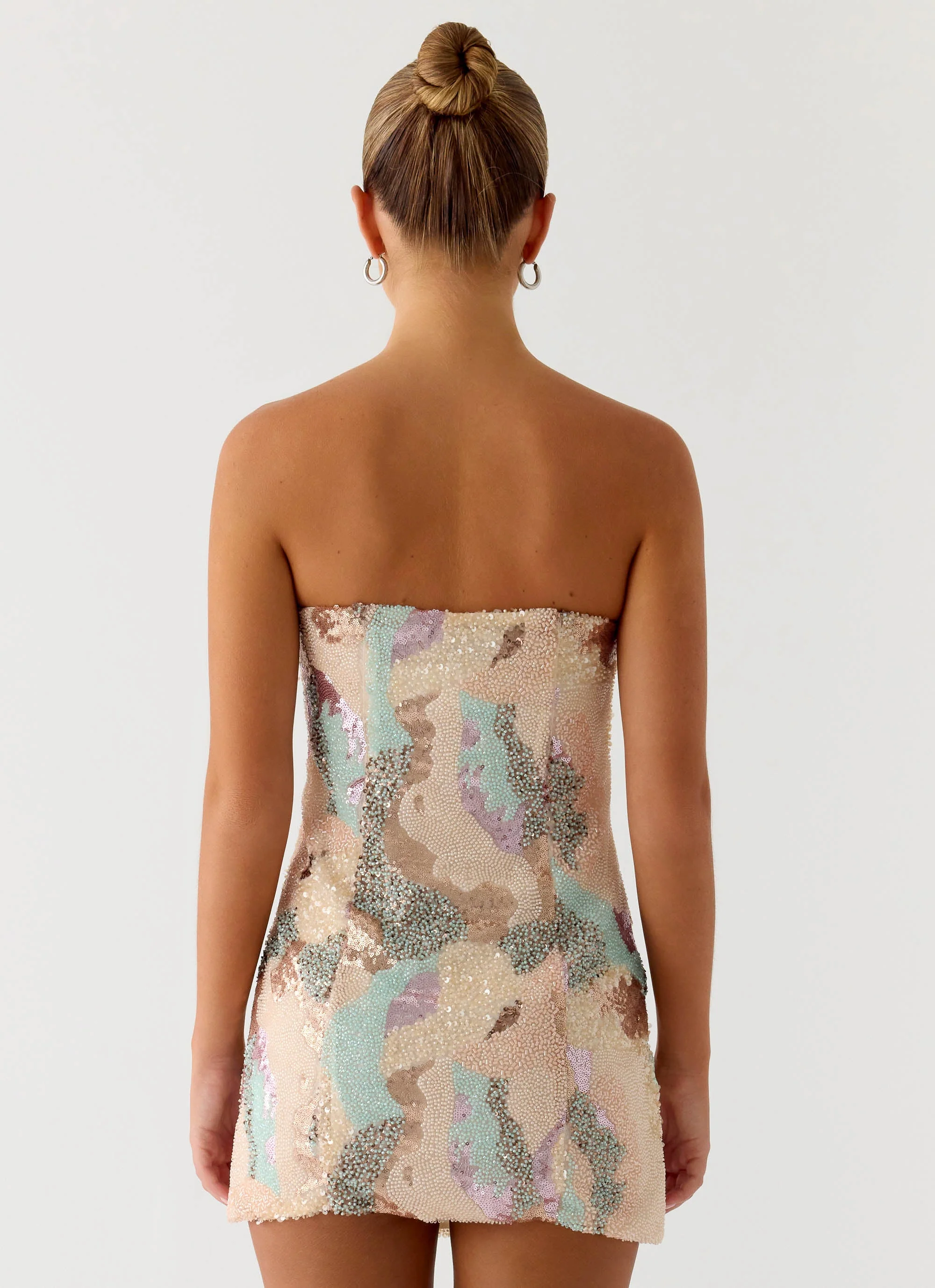 Leena Strapless Beaded Mini Dress - Swirl Sequin - Image 6