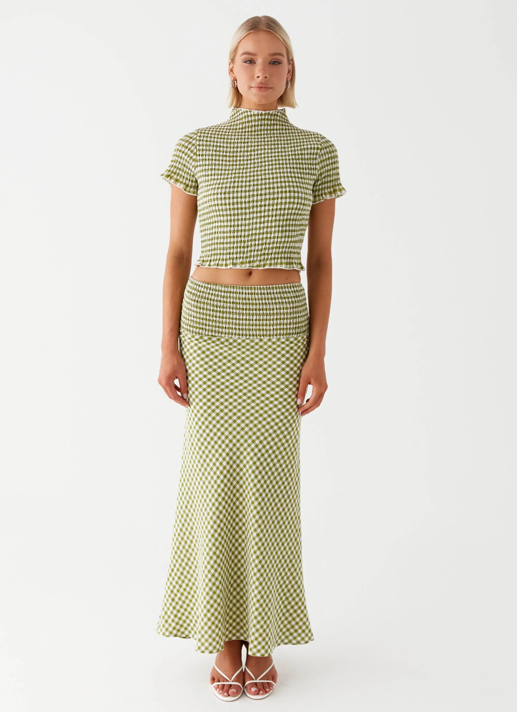 Leilani Maxi Skirt - Khaki Gingham - Image 2