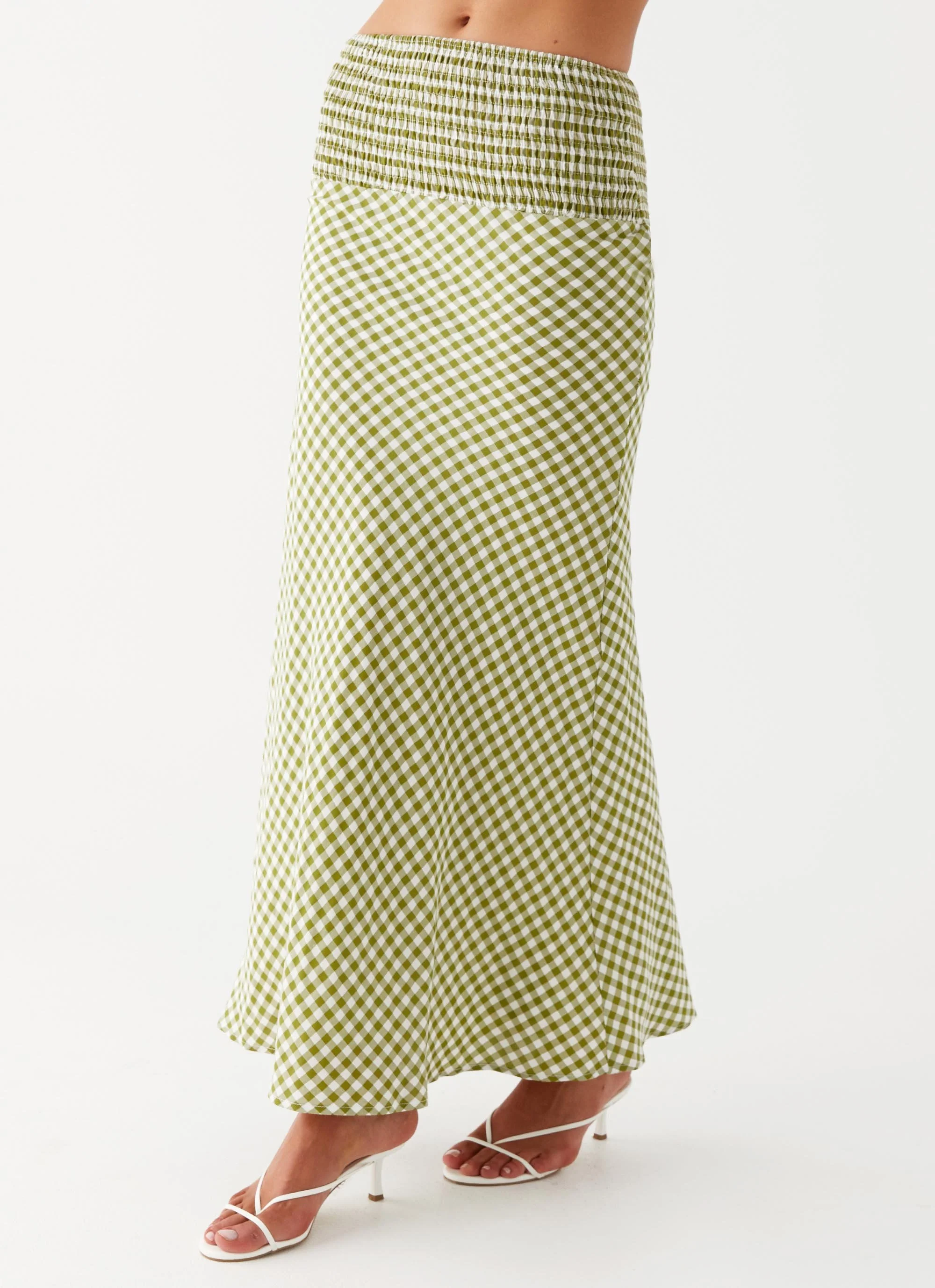 Leilani Maxi Skirt - Khaki Gingham - Image 3