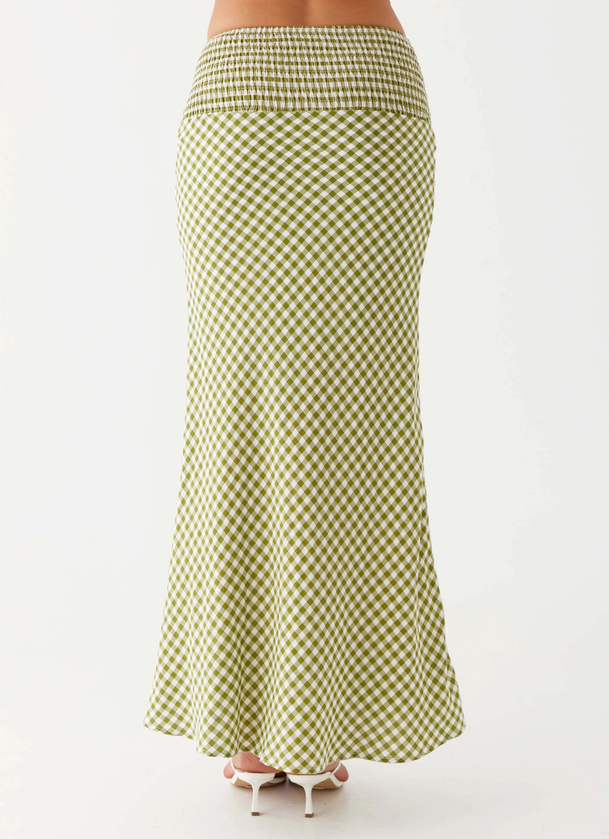 Leilani Maxi Skirt - Khaki Gingham - Image 4