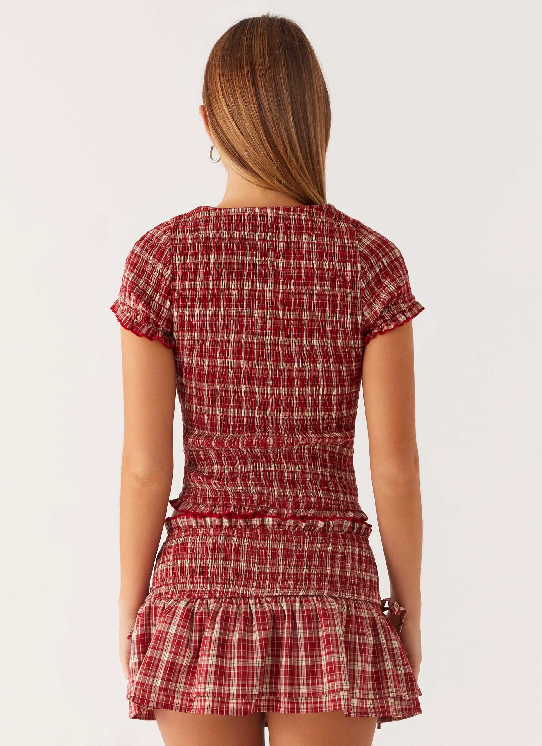 Lenore Mini Skirt - Ruby Check - Image 2