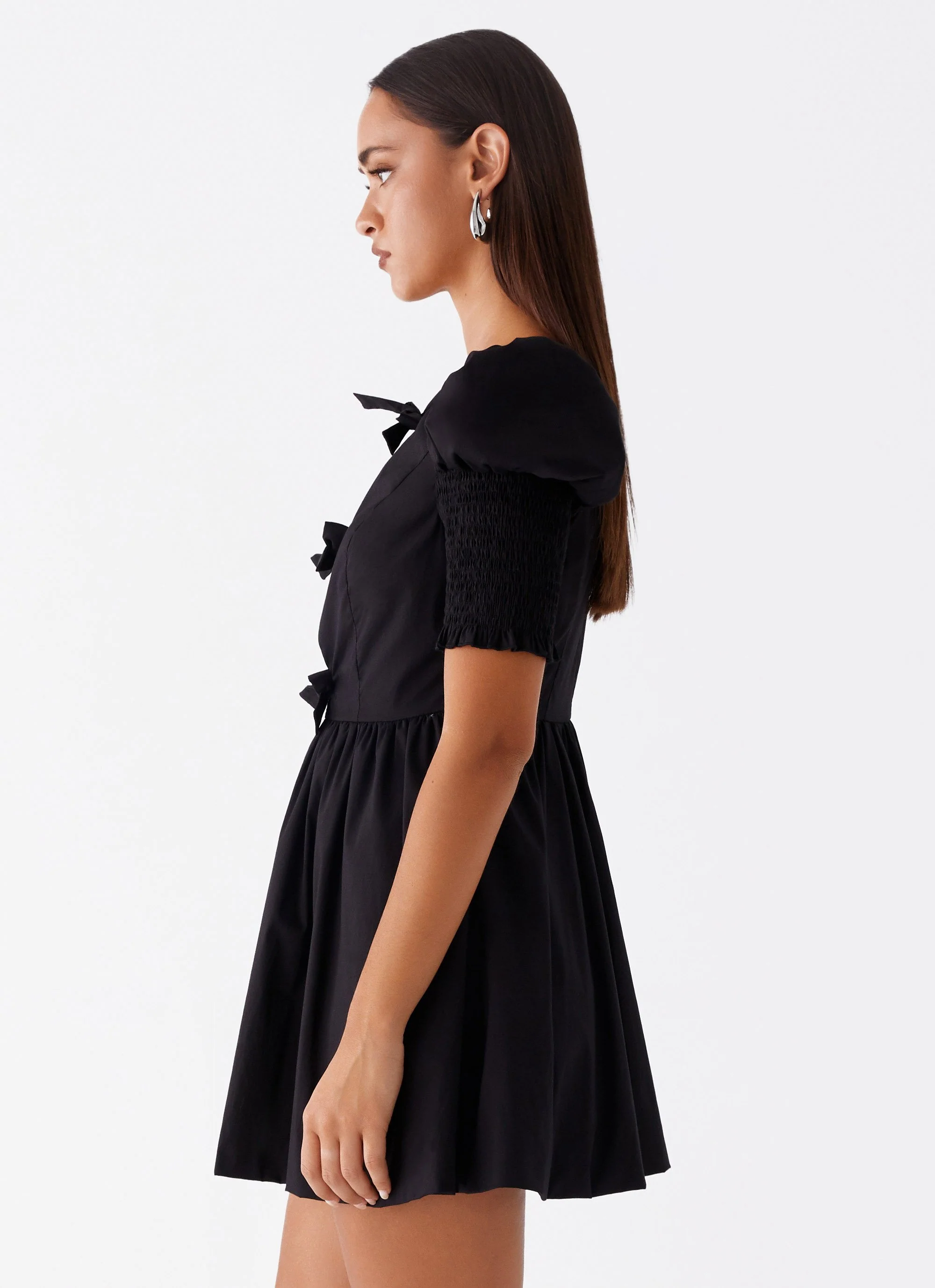 Leonie Tie Front Mini Dress - Black - Image 4