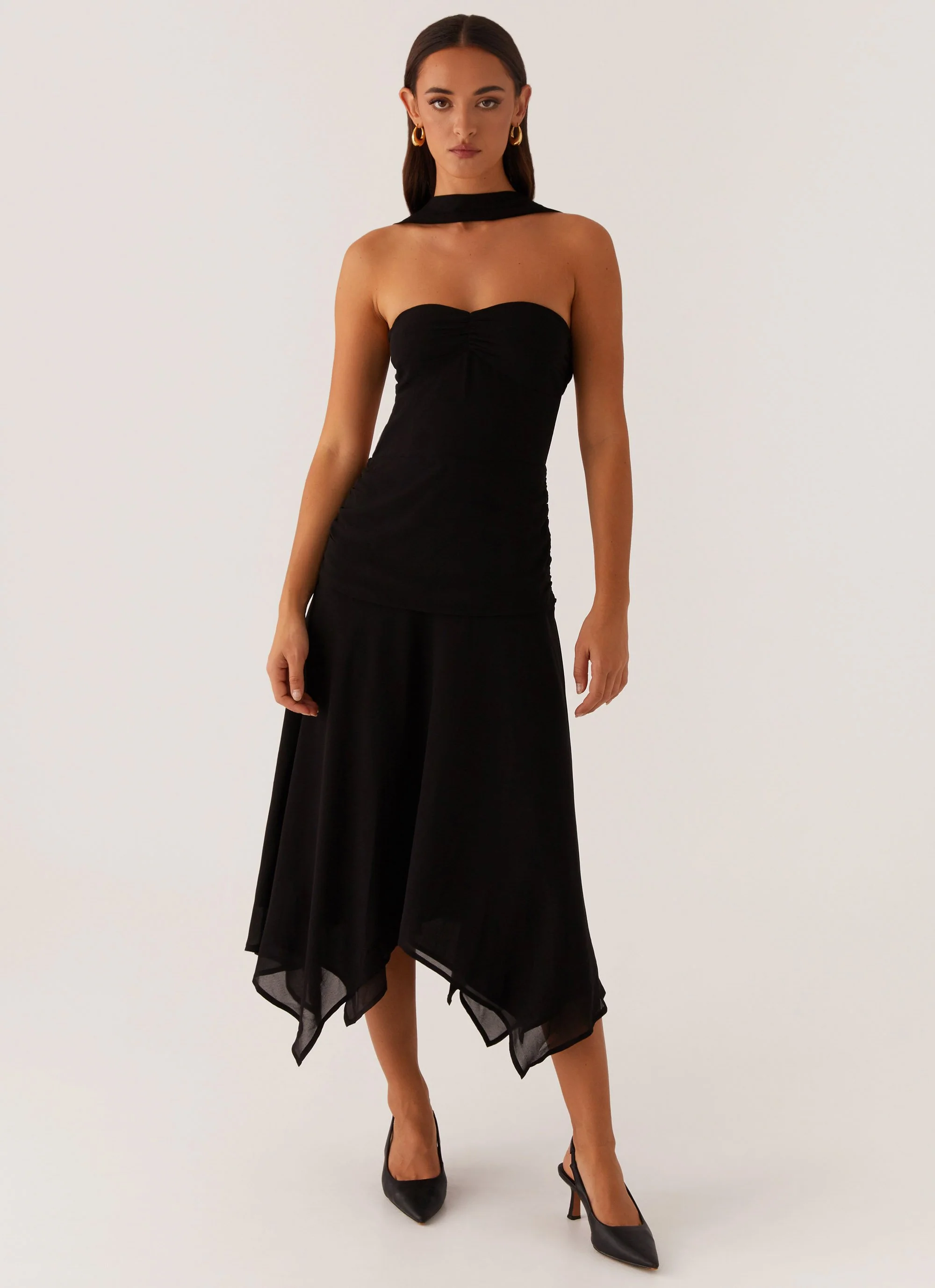 Leto Chiffon Midi Dress - Black - Image 5