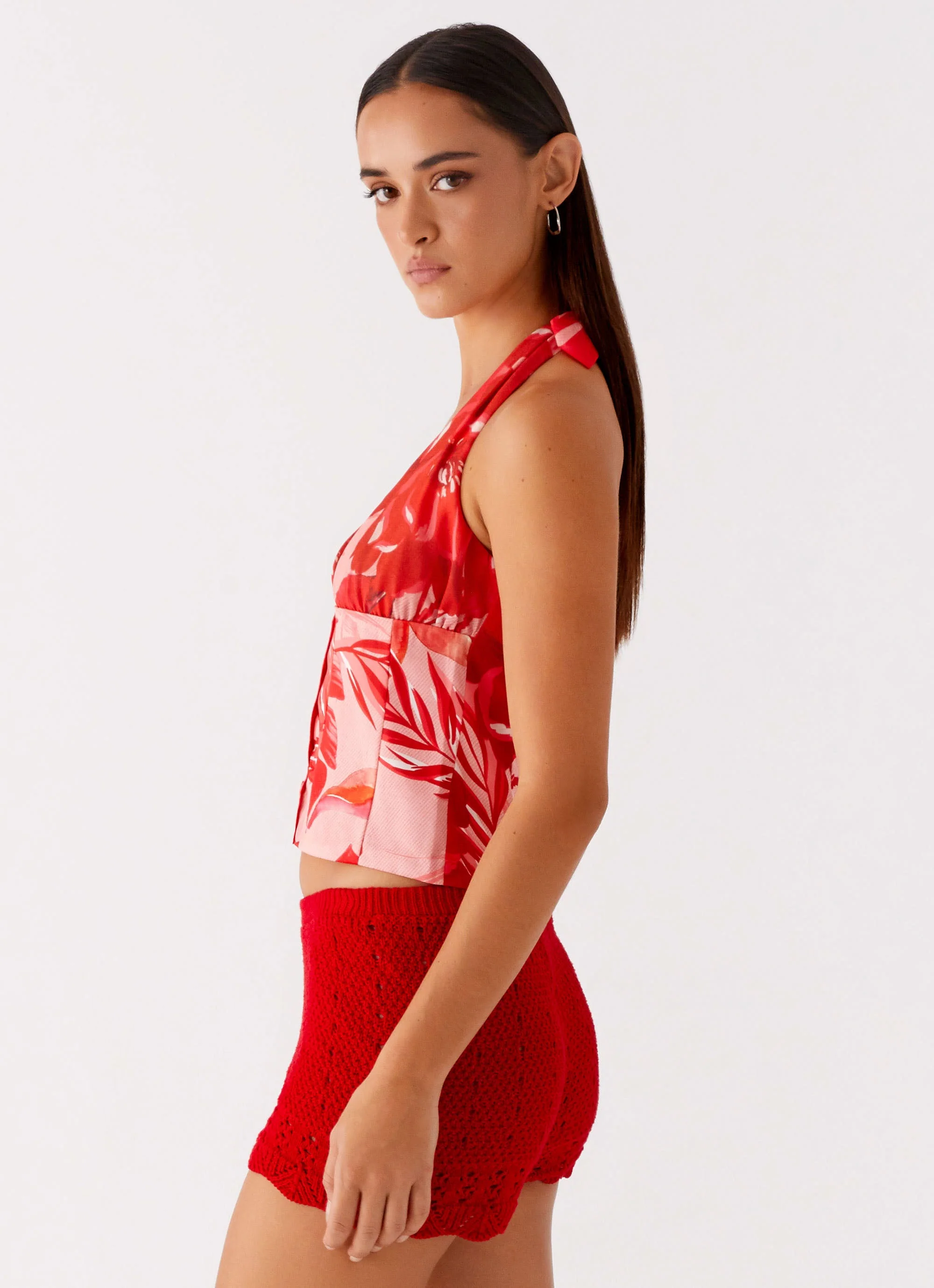 Lets Pretend Halterneck Top - Sicily Sunsets Print - Image 2