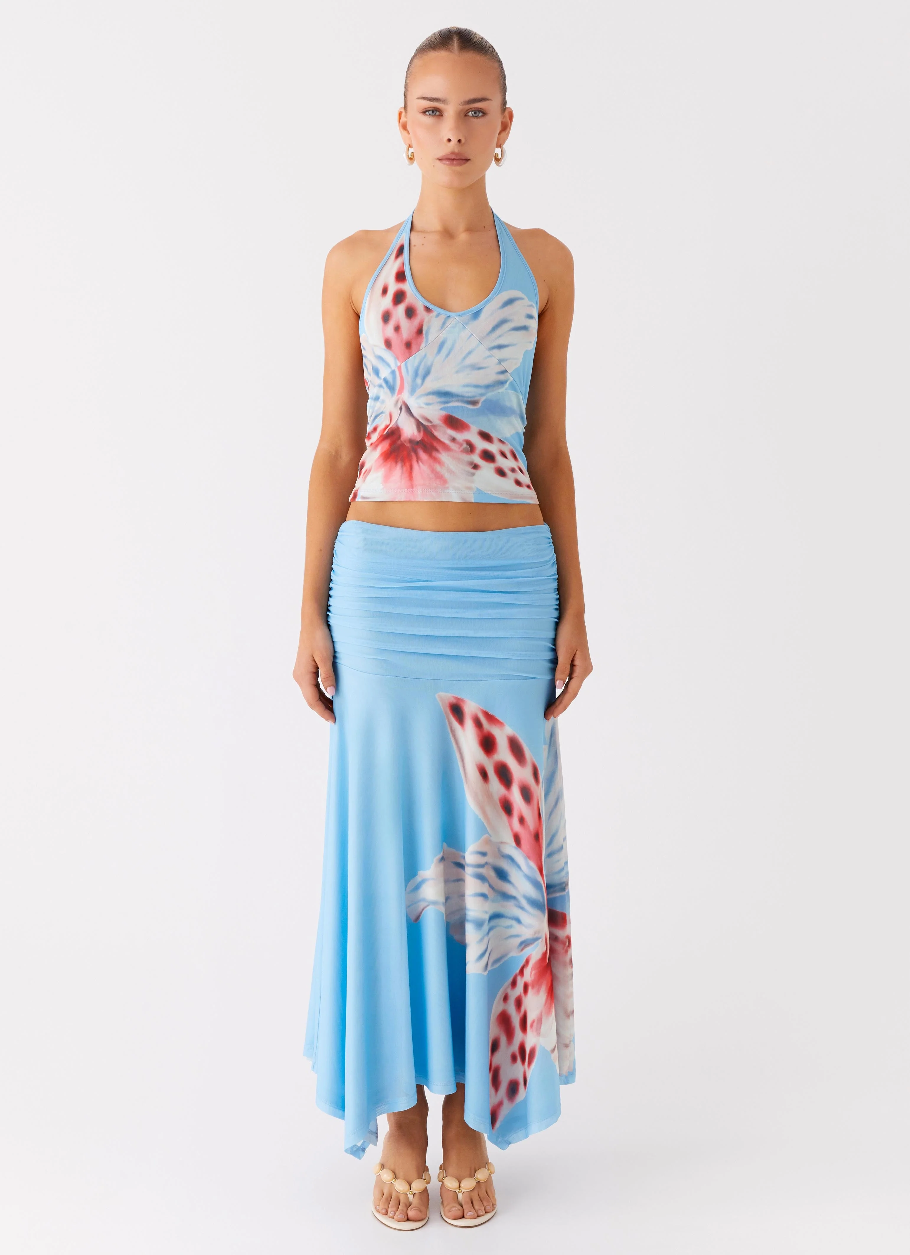 Liana Ruched Maxi Skirt - Deep Sea Bloom - Image 6