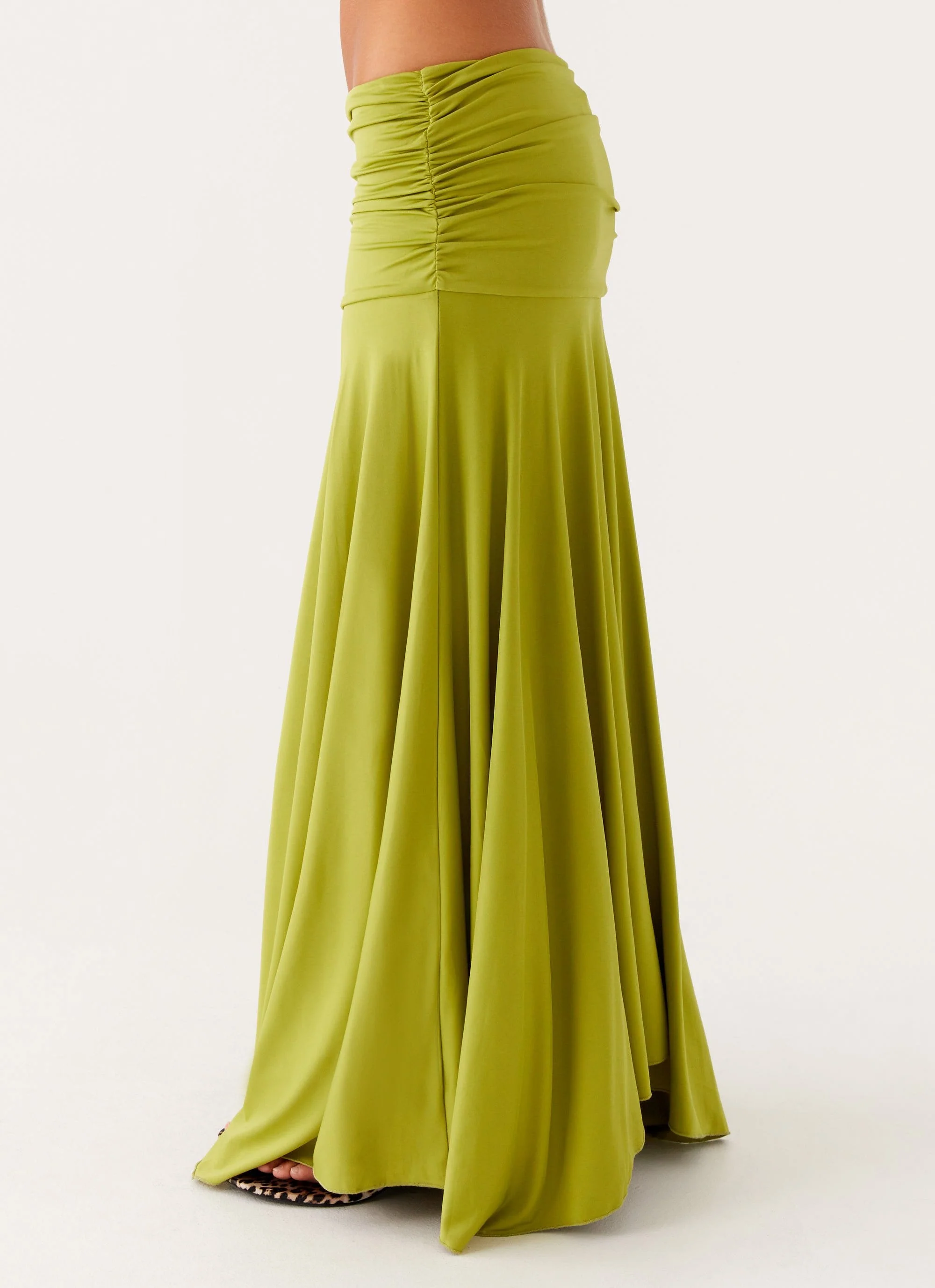 Liana Ruched Maxi Skirt - Green - Image 5