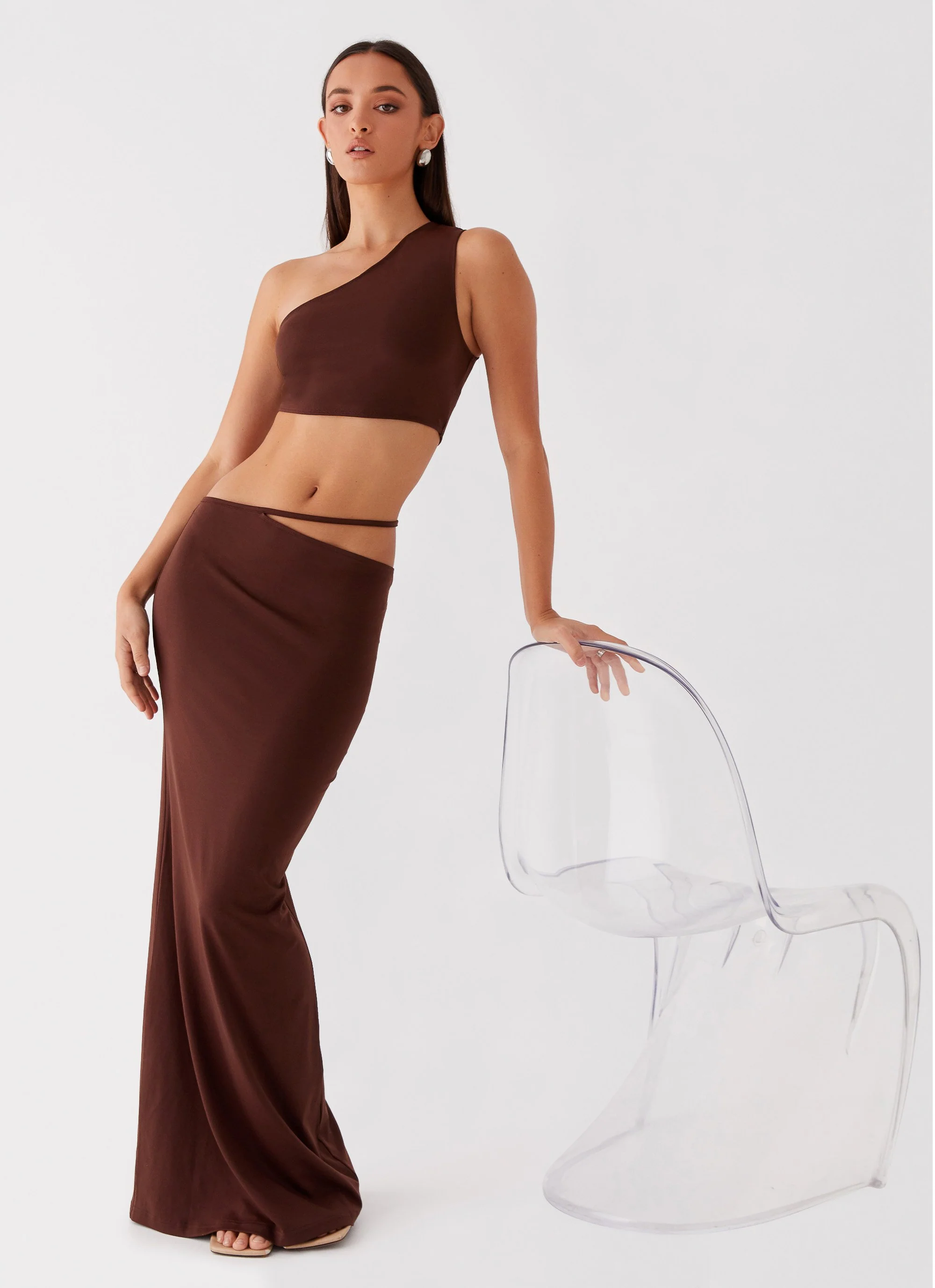 Like You Do Low Rise Maxi Skirt - Chocolate - Image 8