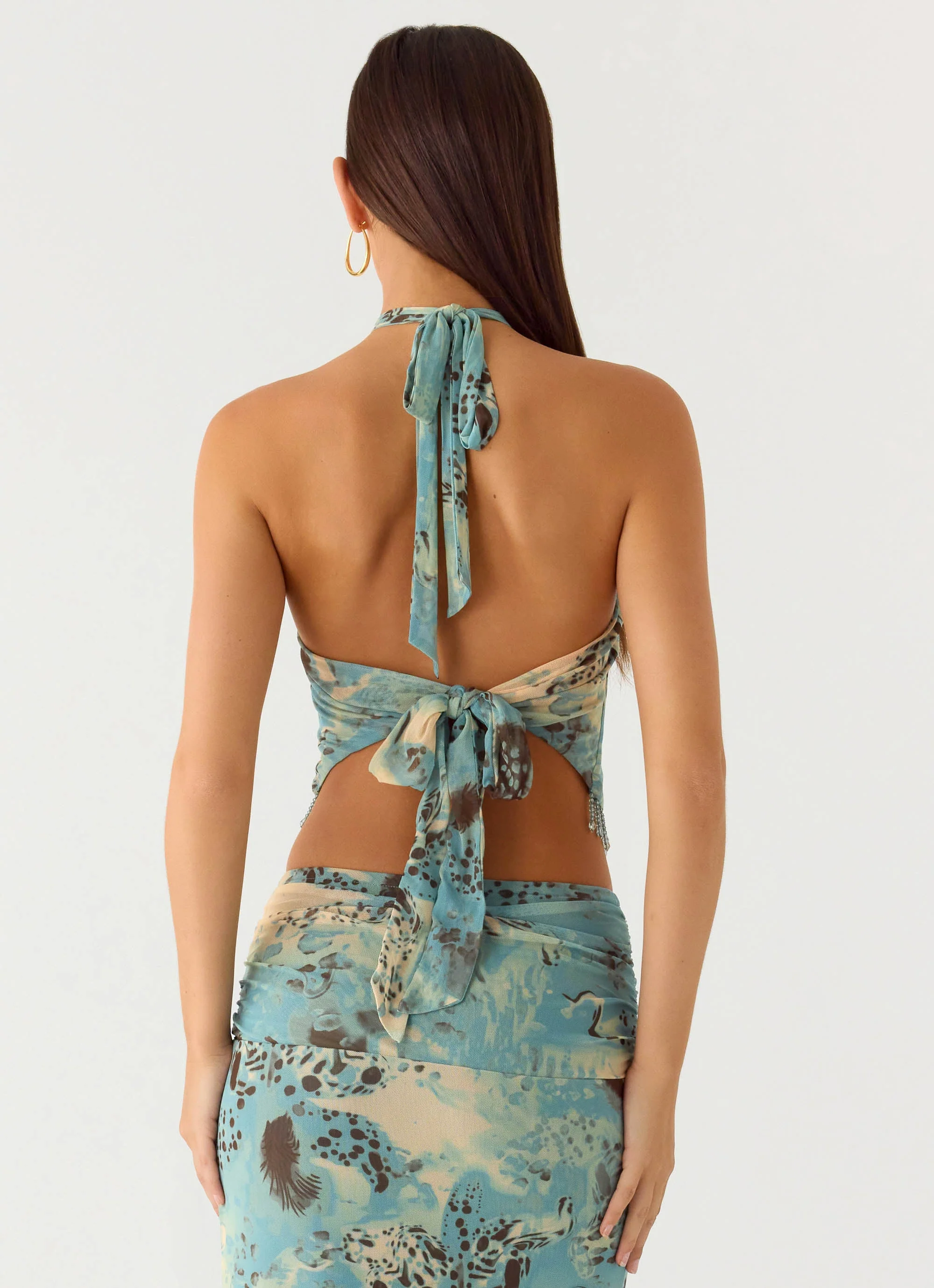 Lloyd Beaded Halter Top - Aqua Blur - Image 3
