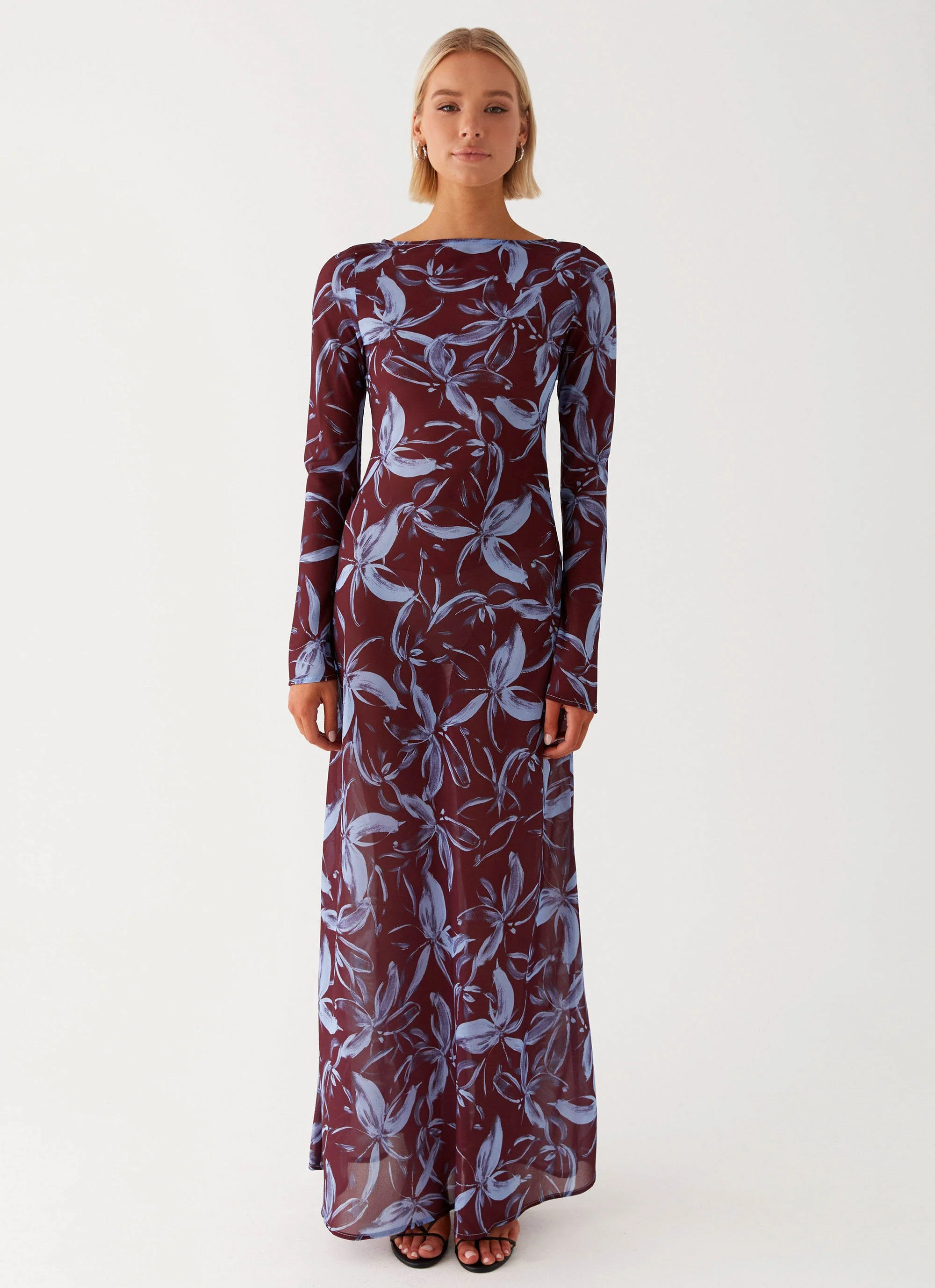 Lorde Maxi Dress - Brown Purple Floral - Image 3