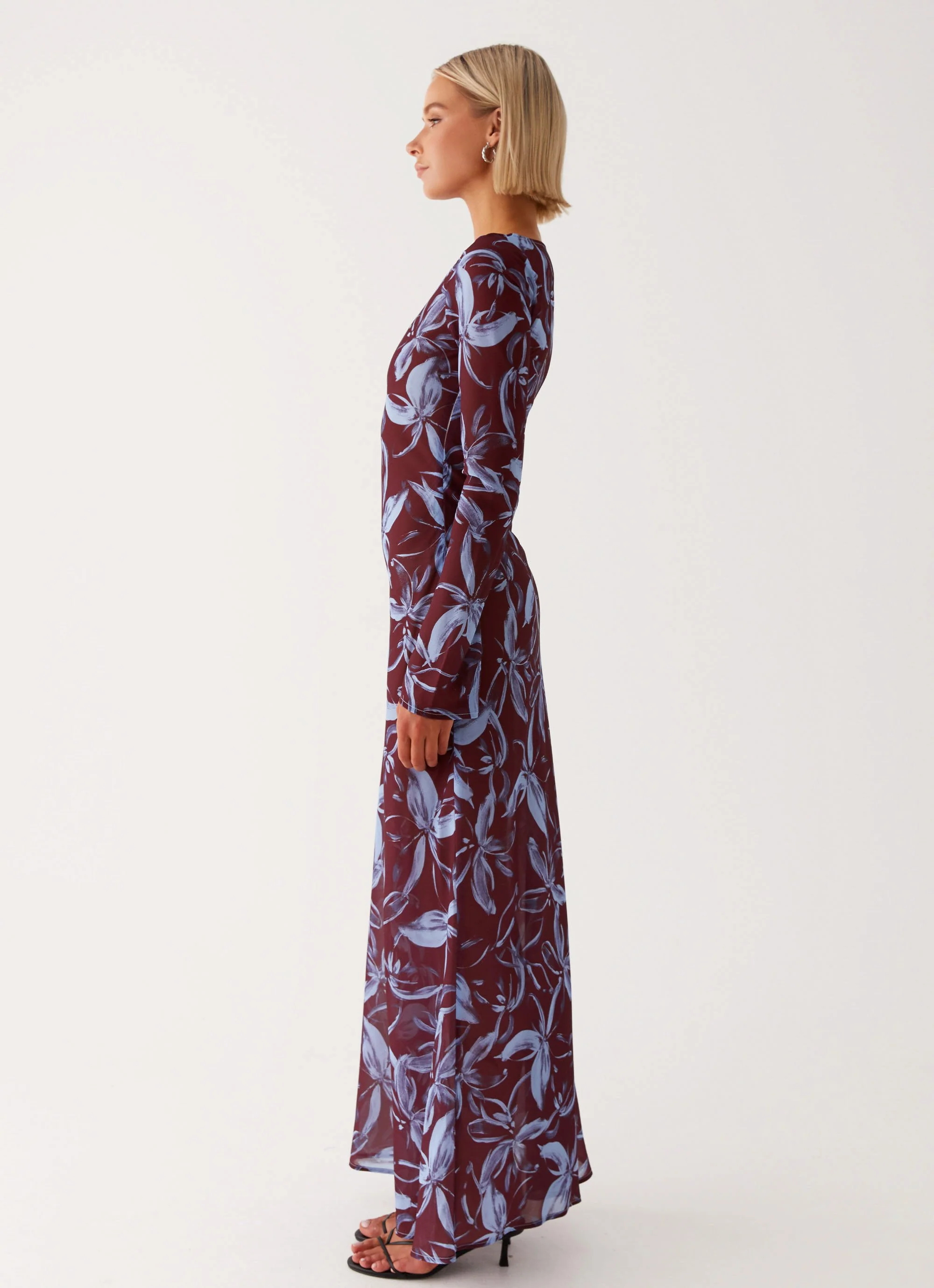 Lorde Maxi Dress - Brown Purple Floral - Image 4