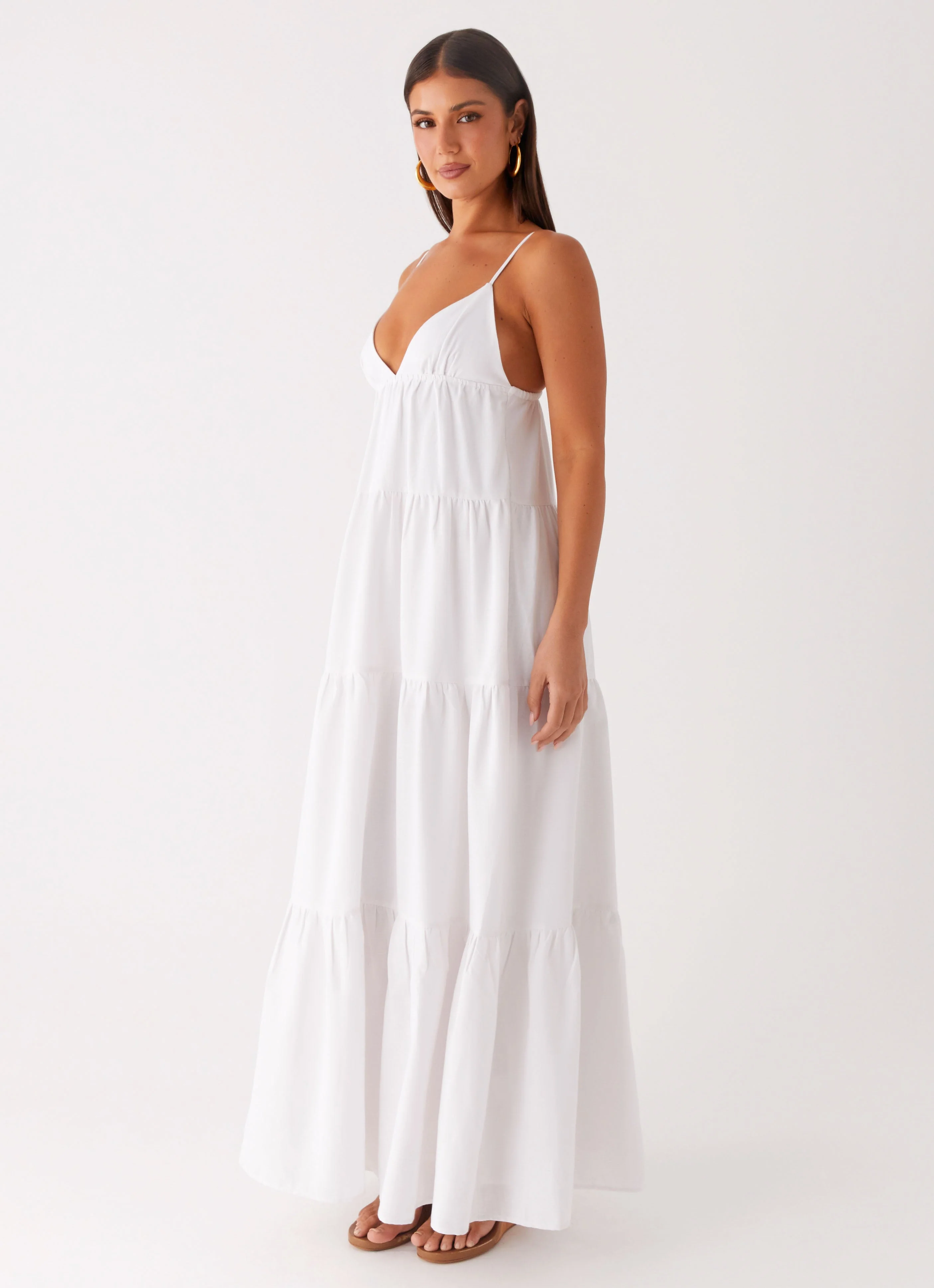 Lotty Linen Maxi Dress - White - Image 3