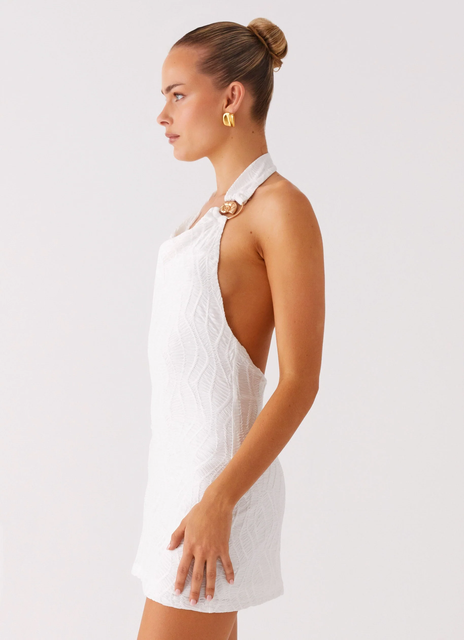 Love Line Halter Mini Dress - White - Image 2