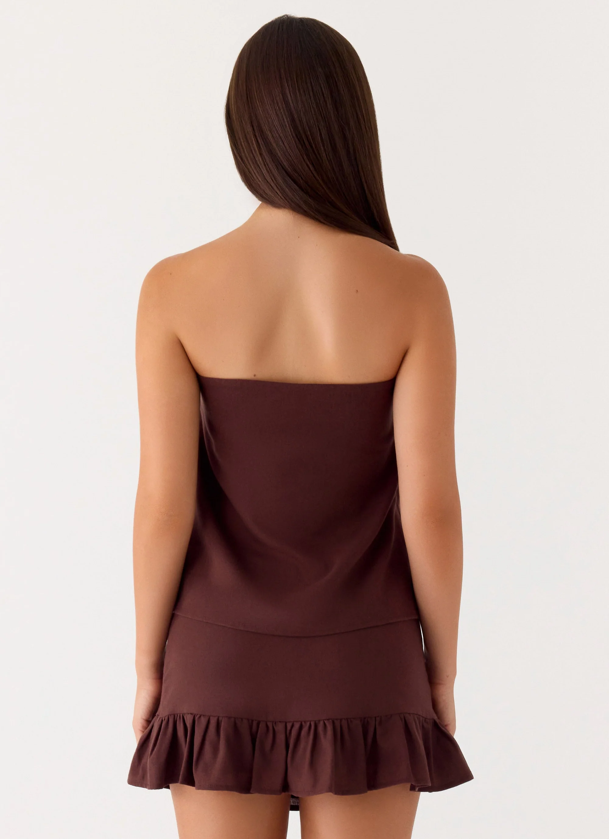 Lucie Mae Linen Mini Skirt - Chocolate Drizzle - Image 4