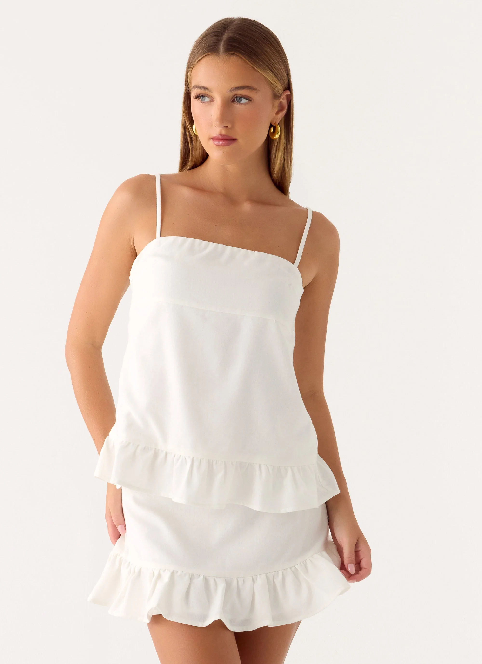 Lucie Mae Linen Mini Skirt - White - Image 2