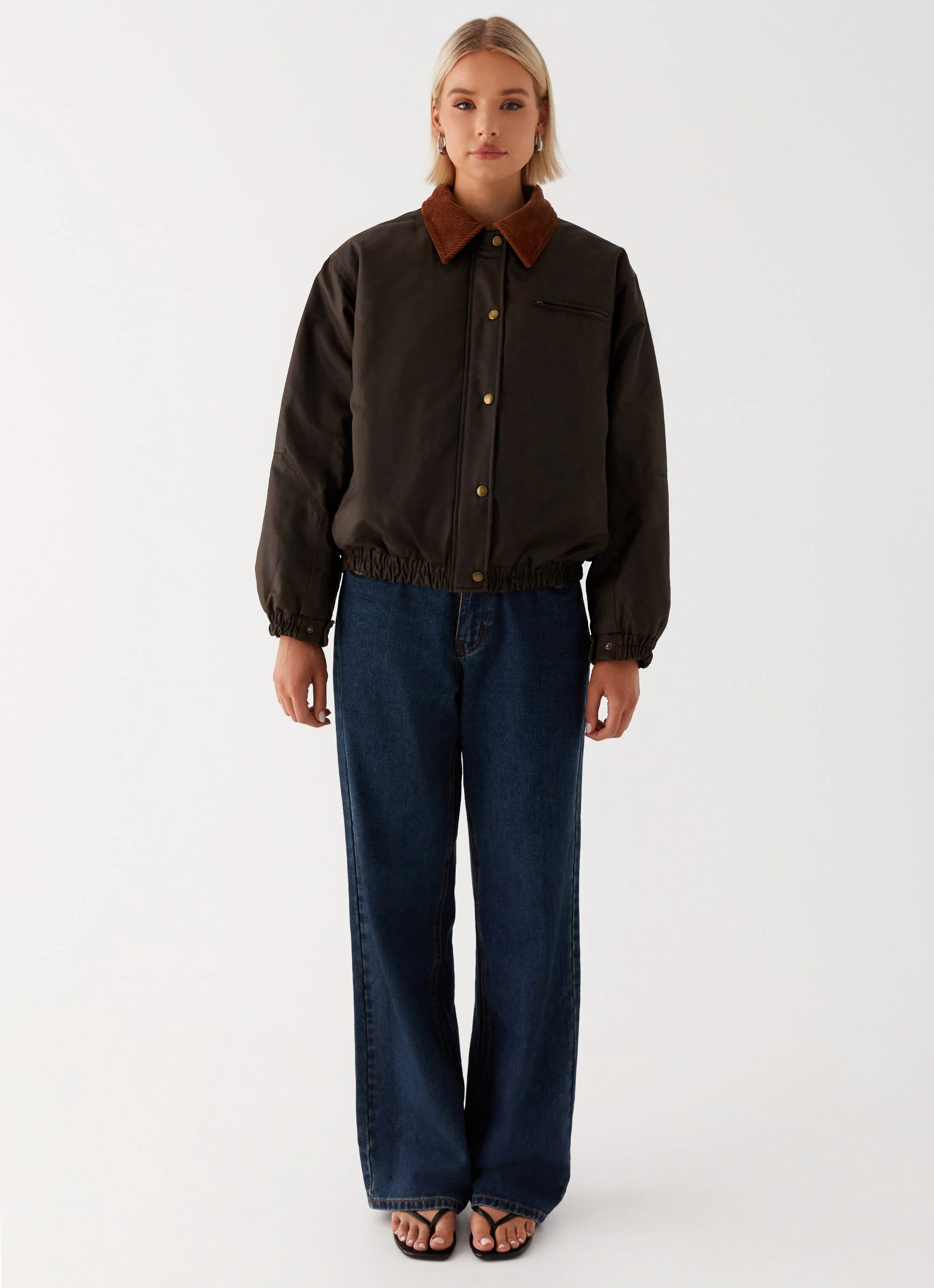 Lucky Gal Bomber Jacket - Waxed Brown - Image 3