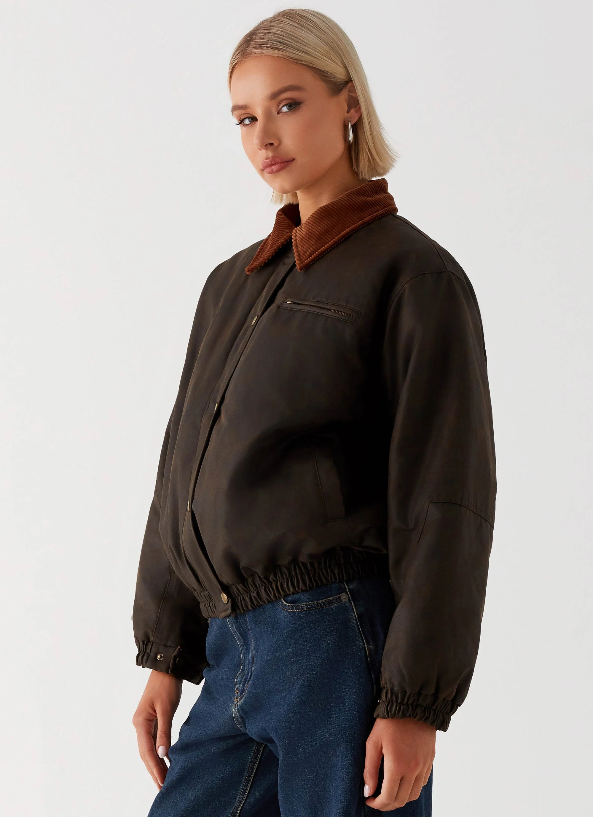 Lucky Gal Bomber Jacket - Waxed Brown - Image 4