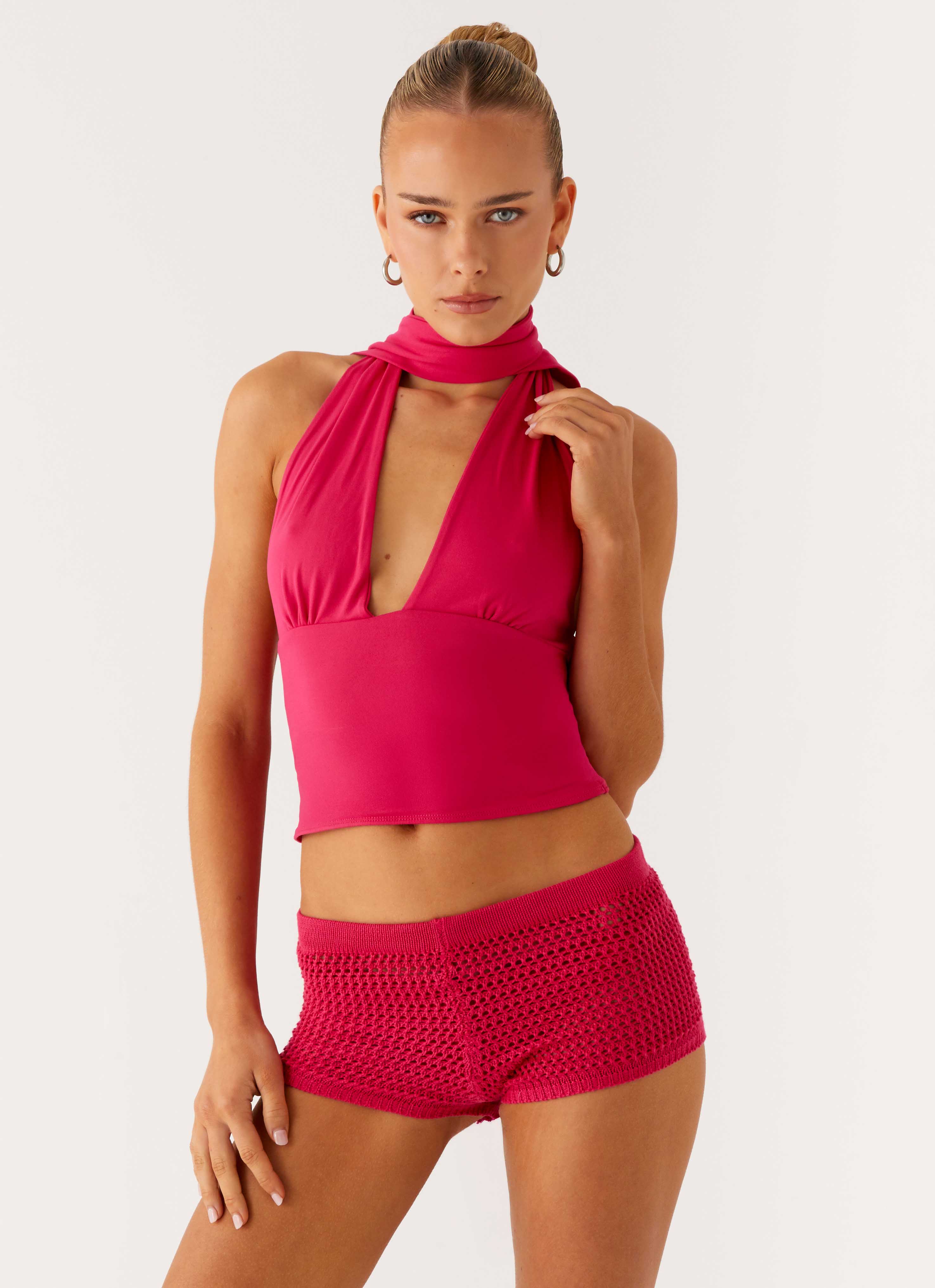 Lukella Crochet Mini Short - Hot Pink - Image 5