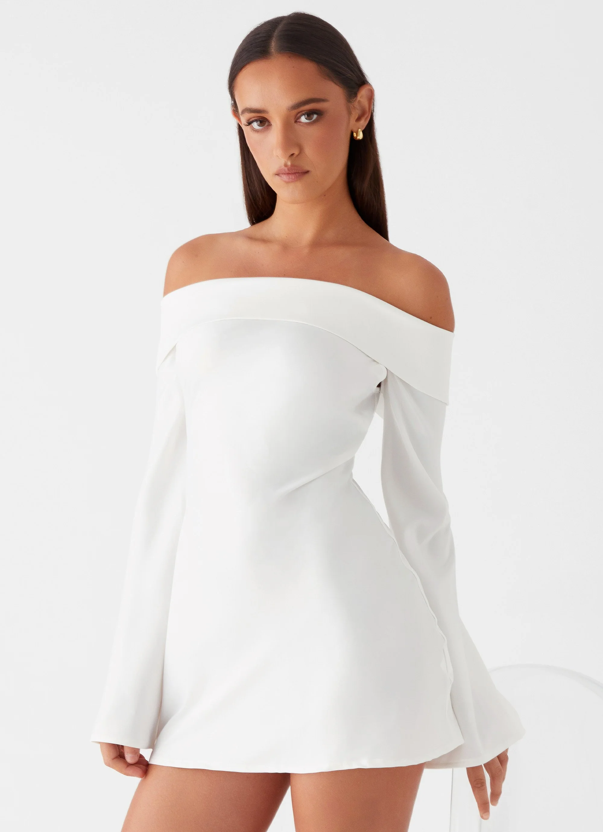 Lumina Long Sleeve Mini Dress - White - Image 6