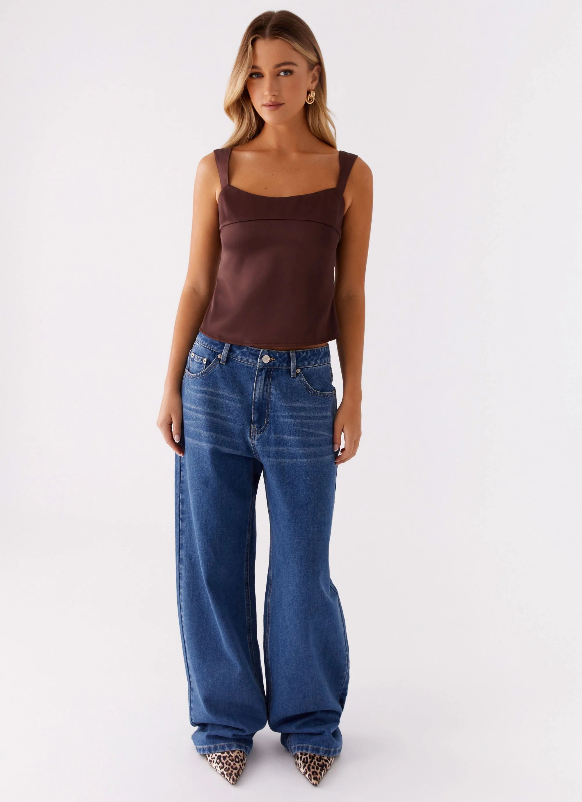 Lylah Satin Top - Brown - Image 2