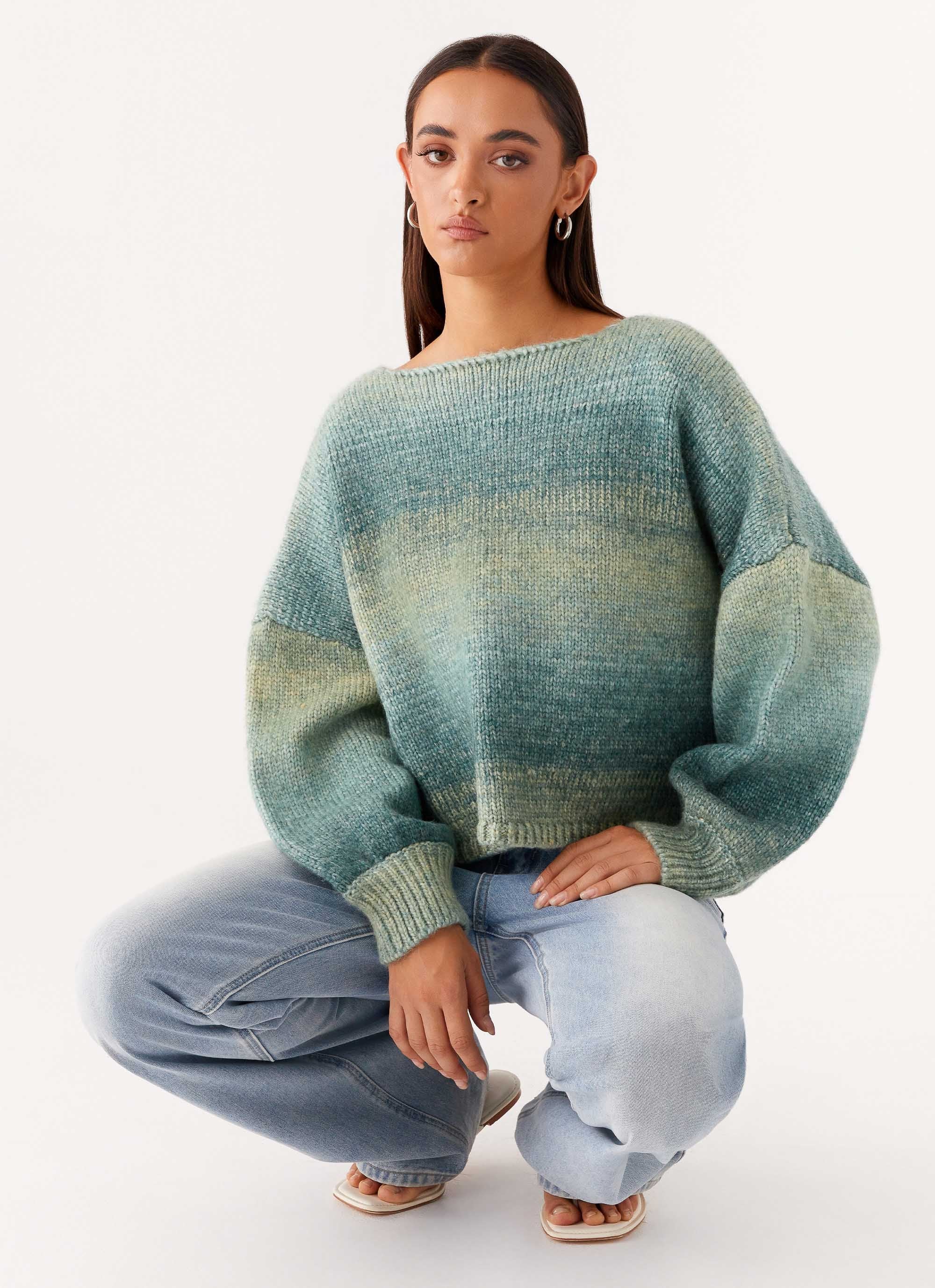 Lynne Oversized Jumper - Green Ombre - Image 6
