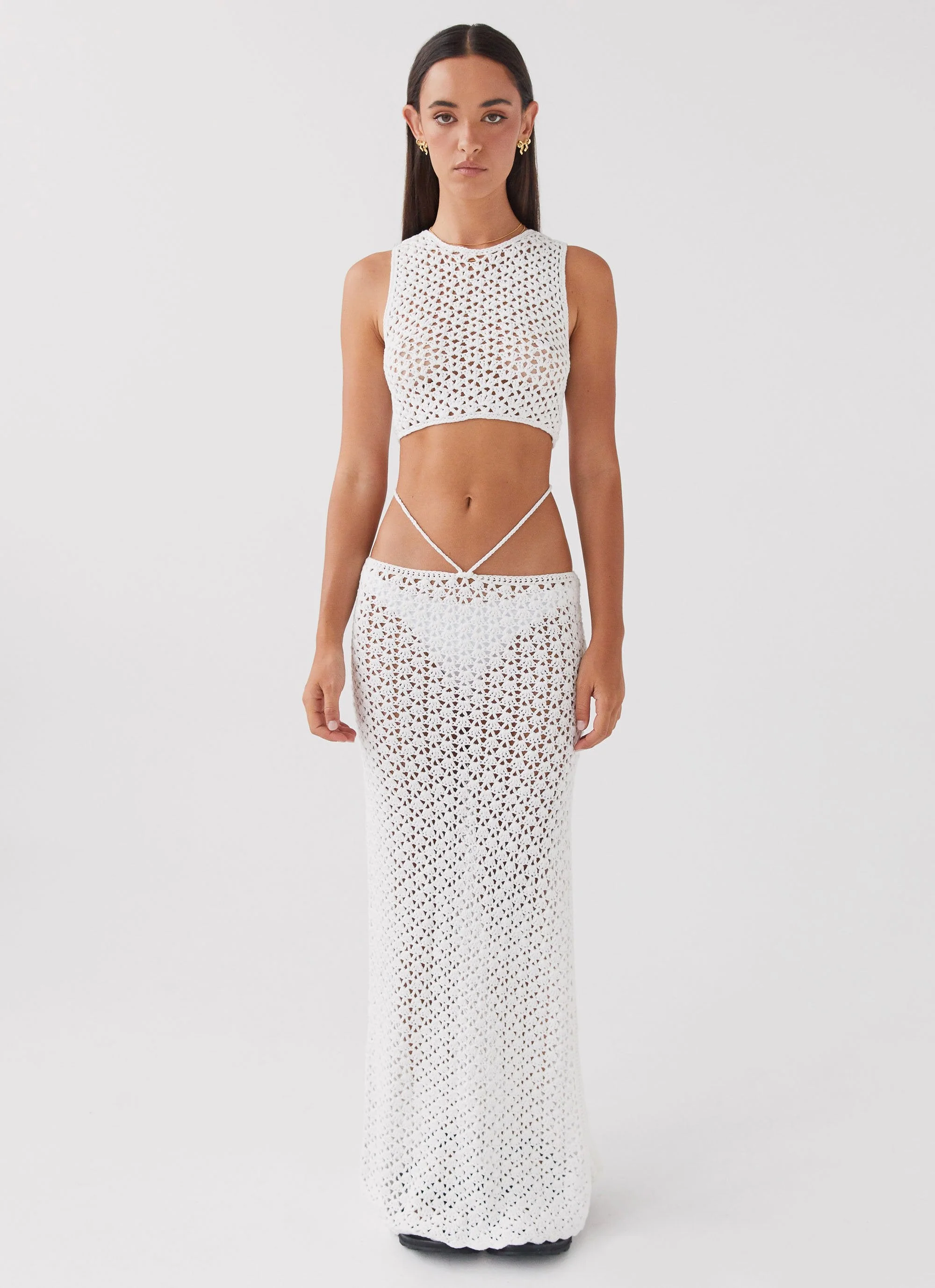 Mabel Bay Crochet Tank Top - White - Image 2