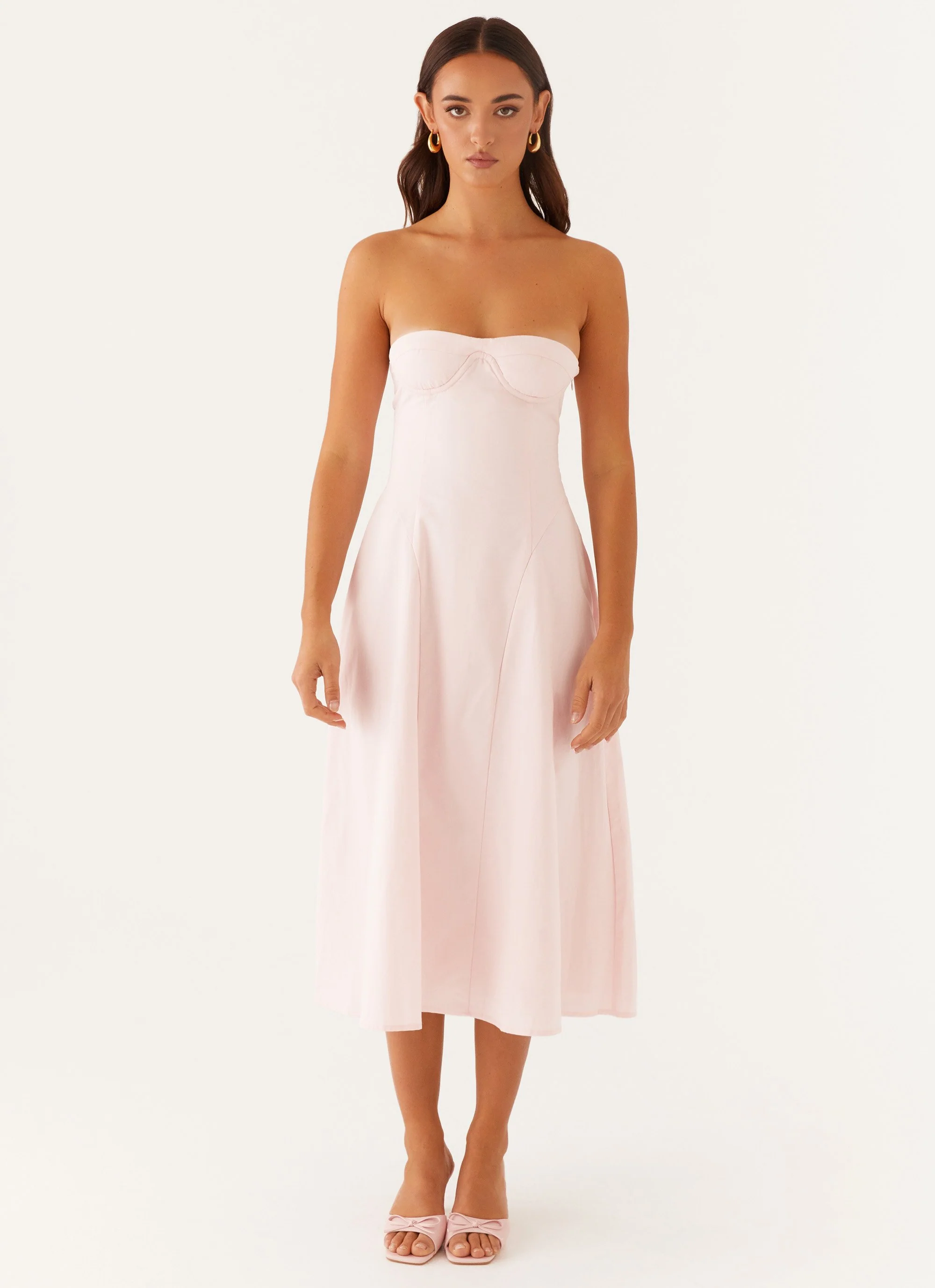 Maika Strapless Midi Dress - Pink - Image 2