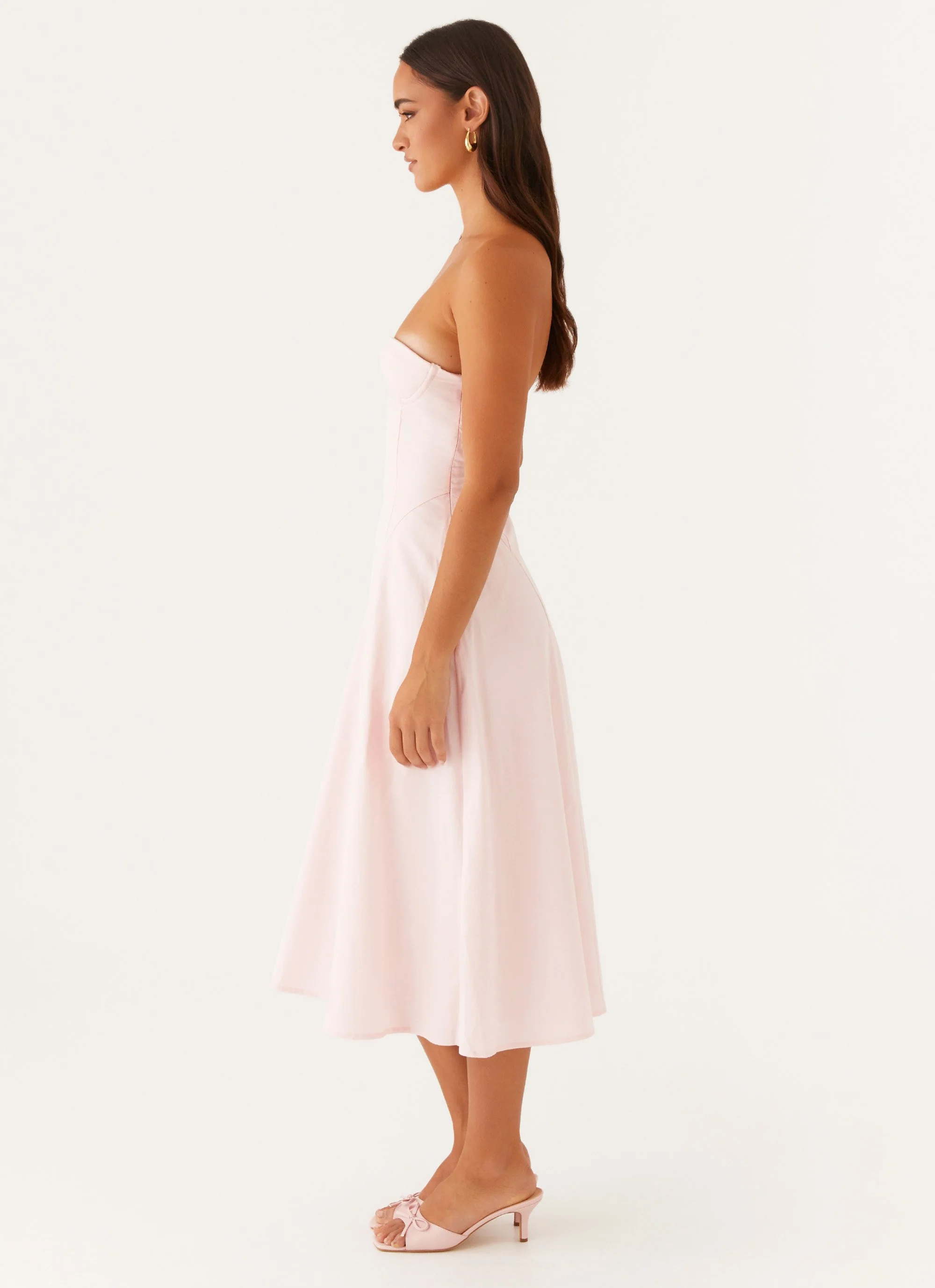 Maika Strapless Midi Dress - Pink - Image 3