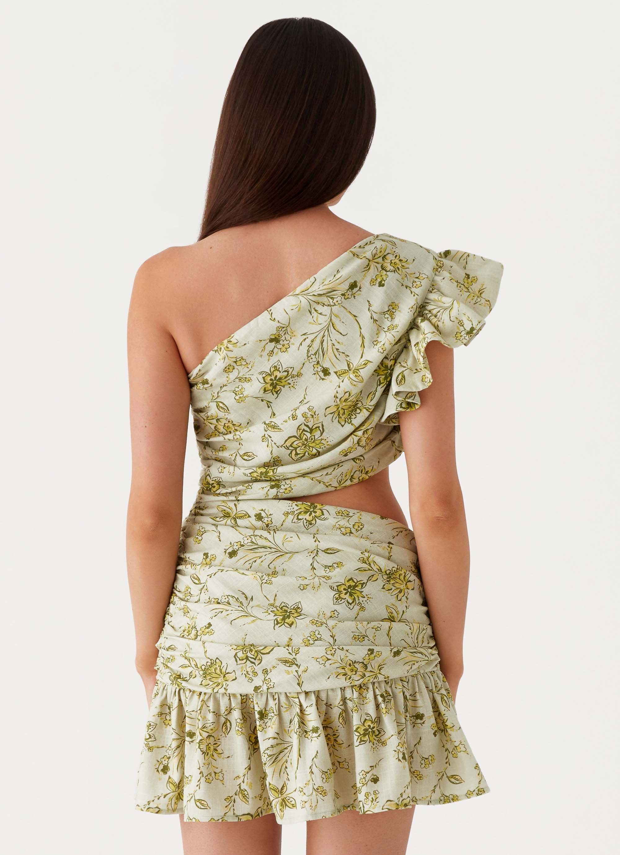 Maisie Linen Mini Dress - Sage Floral - Image 4