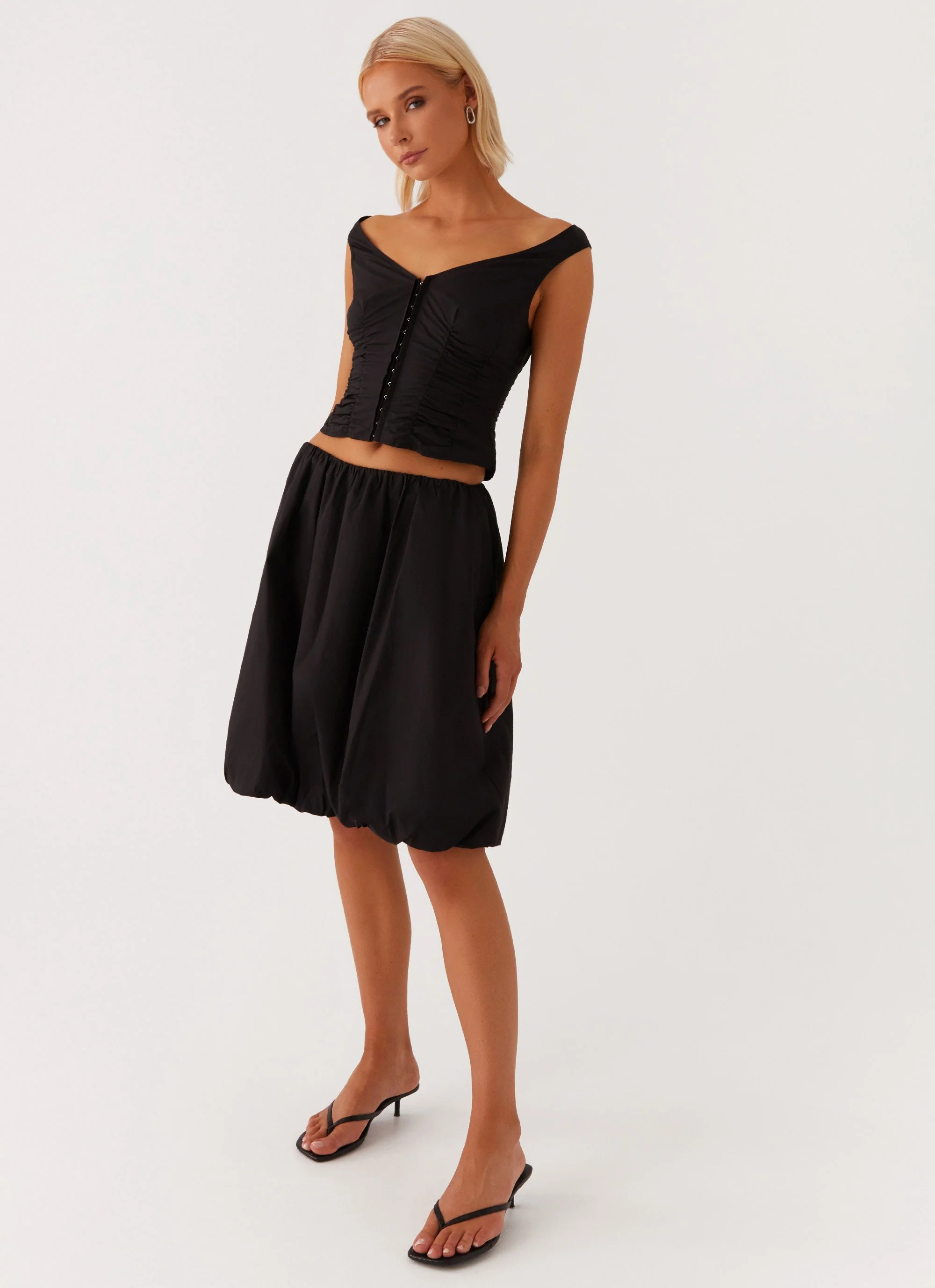 Make Way Bubble Midi Skirt - Black - Image 5