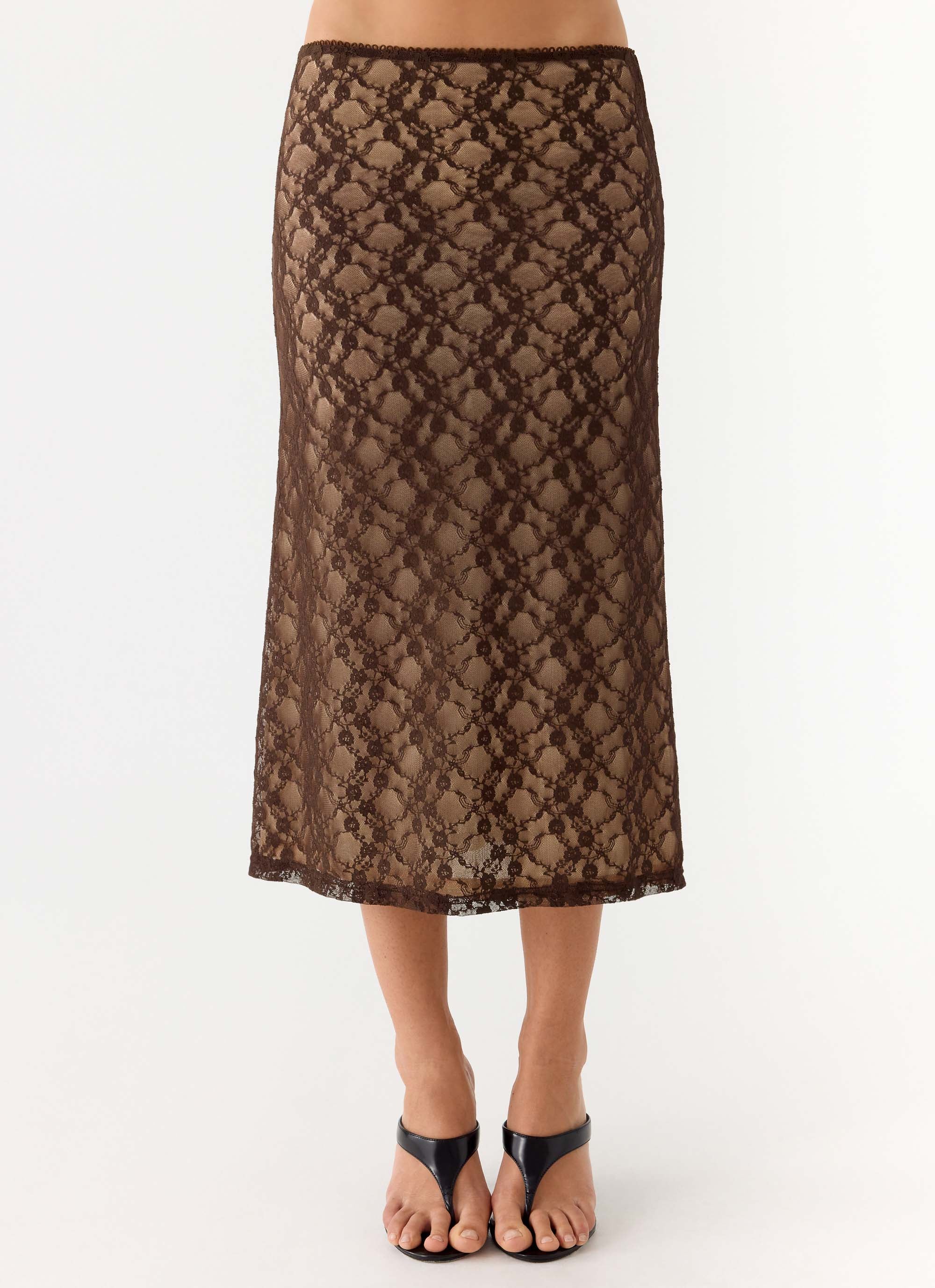 Malachie Lace Midi Skirt - Chocolate - Image 6