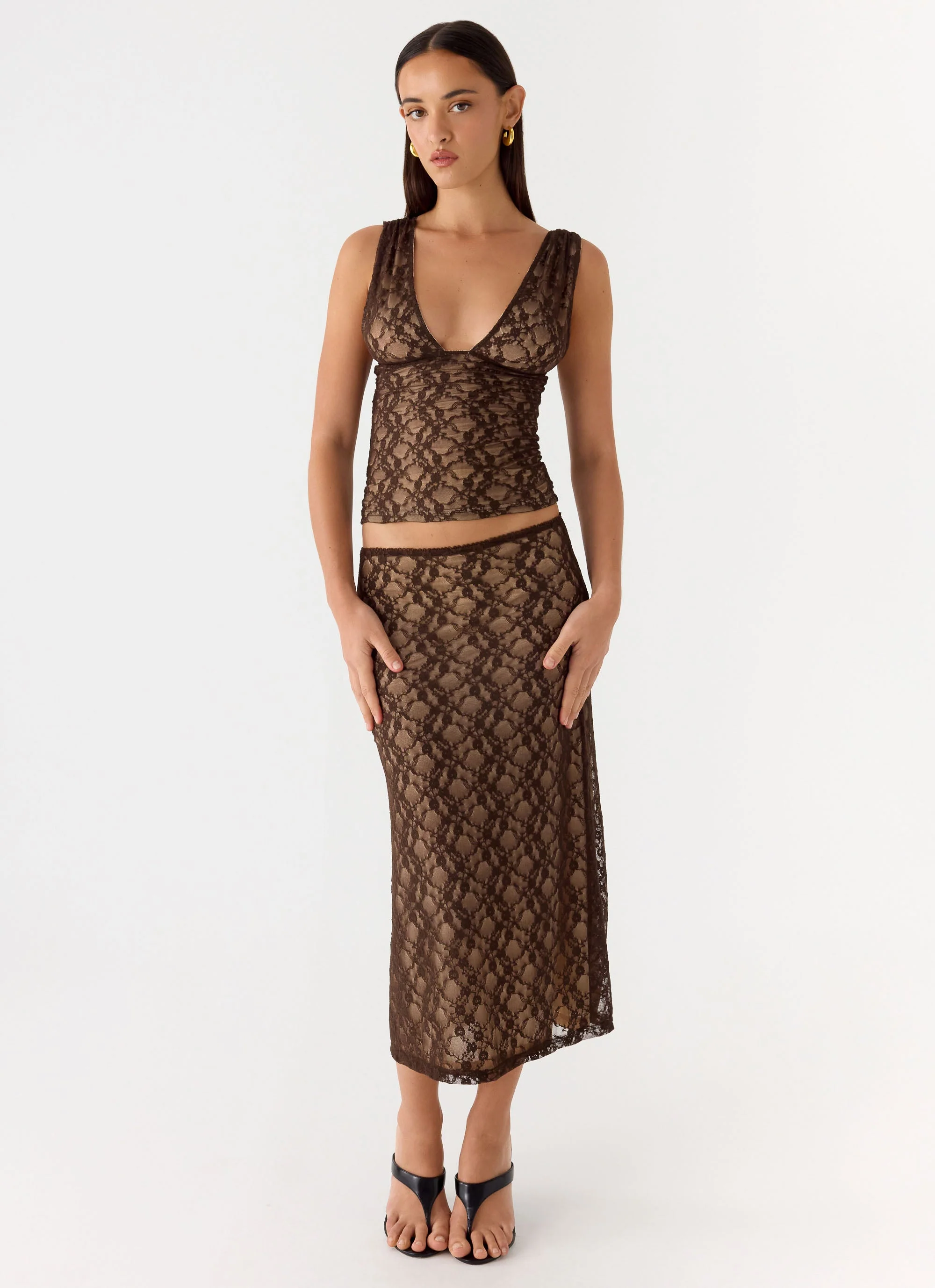 Malachie Lace Midi Skirt - Chocolate - Image 7