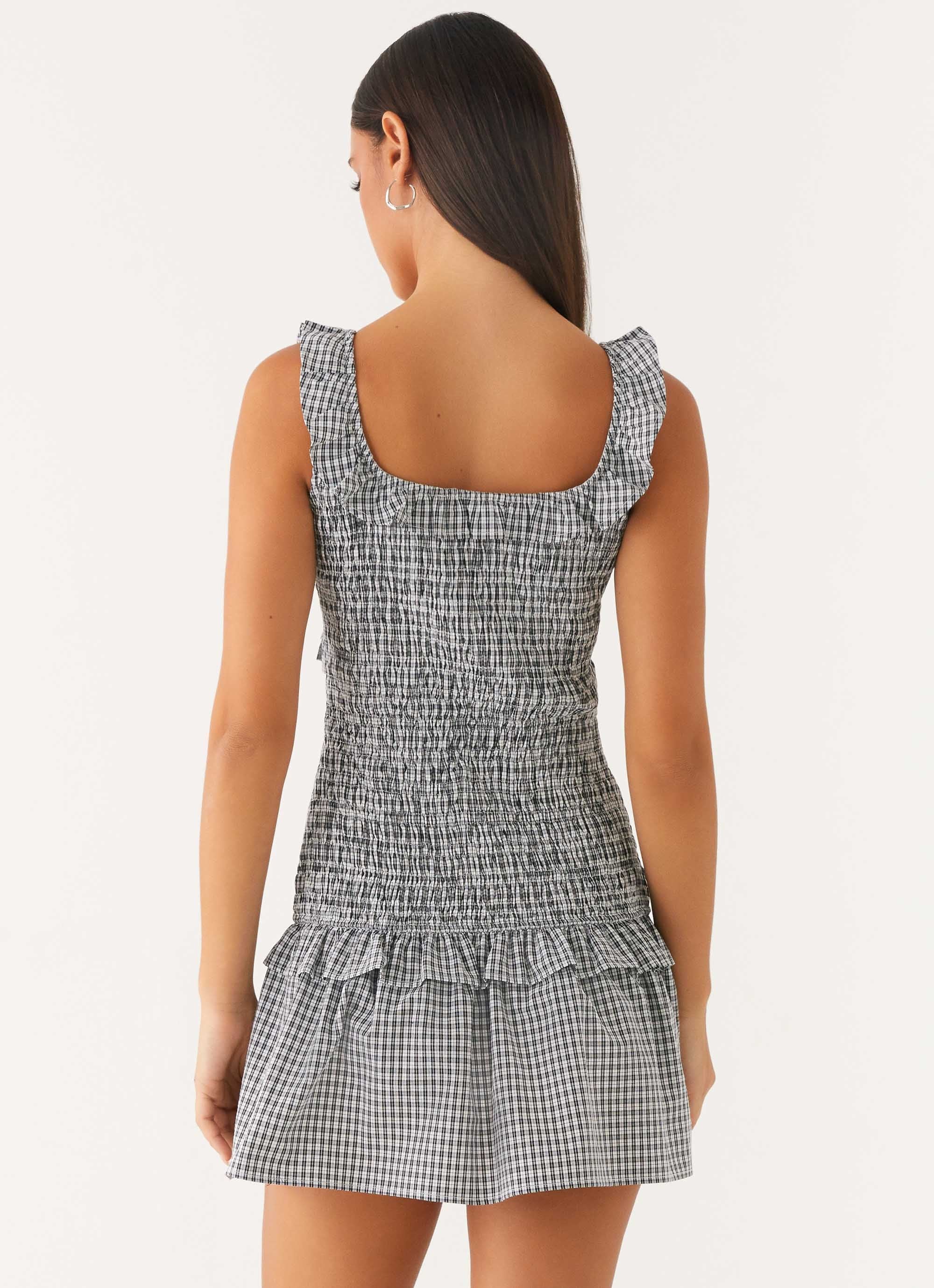 Mali Shirred Mini Dress - Checker - Image 4