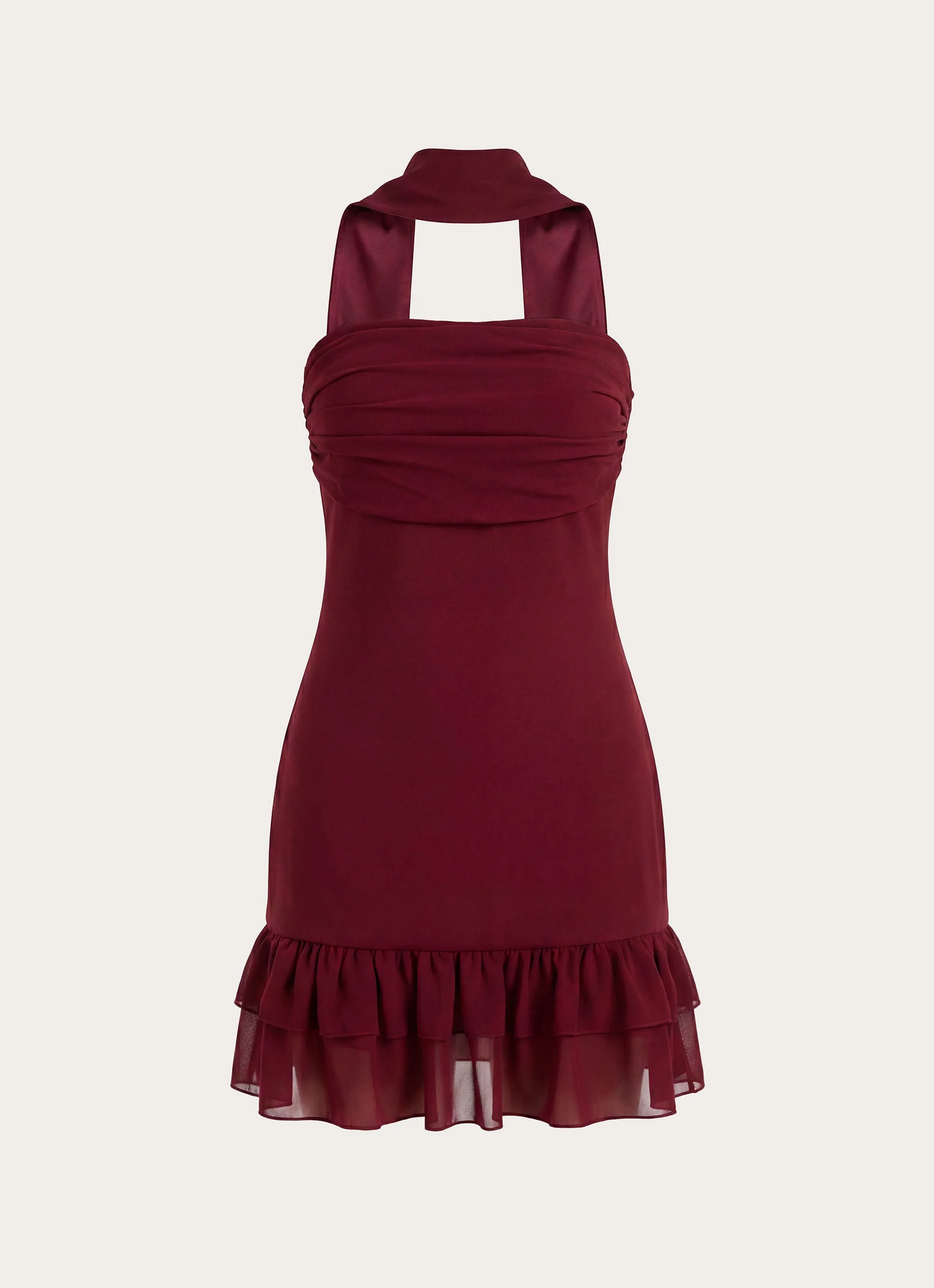 Manon Scarf Mini Dress - Deep Red - Image 2