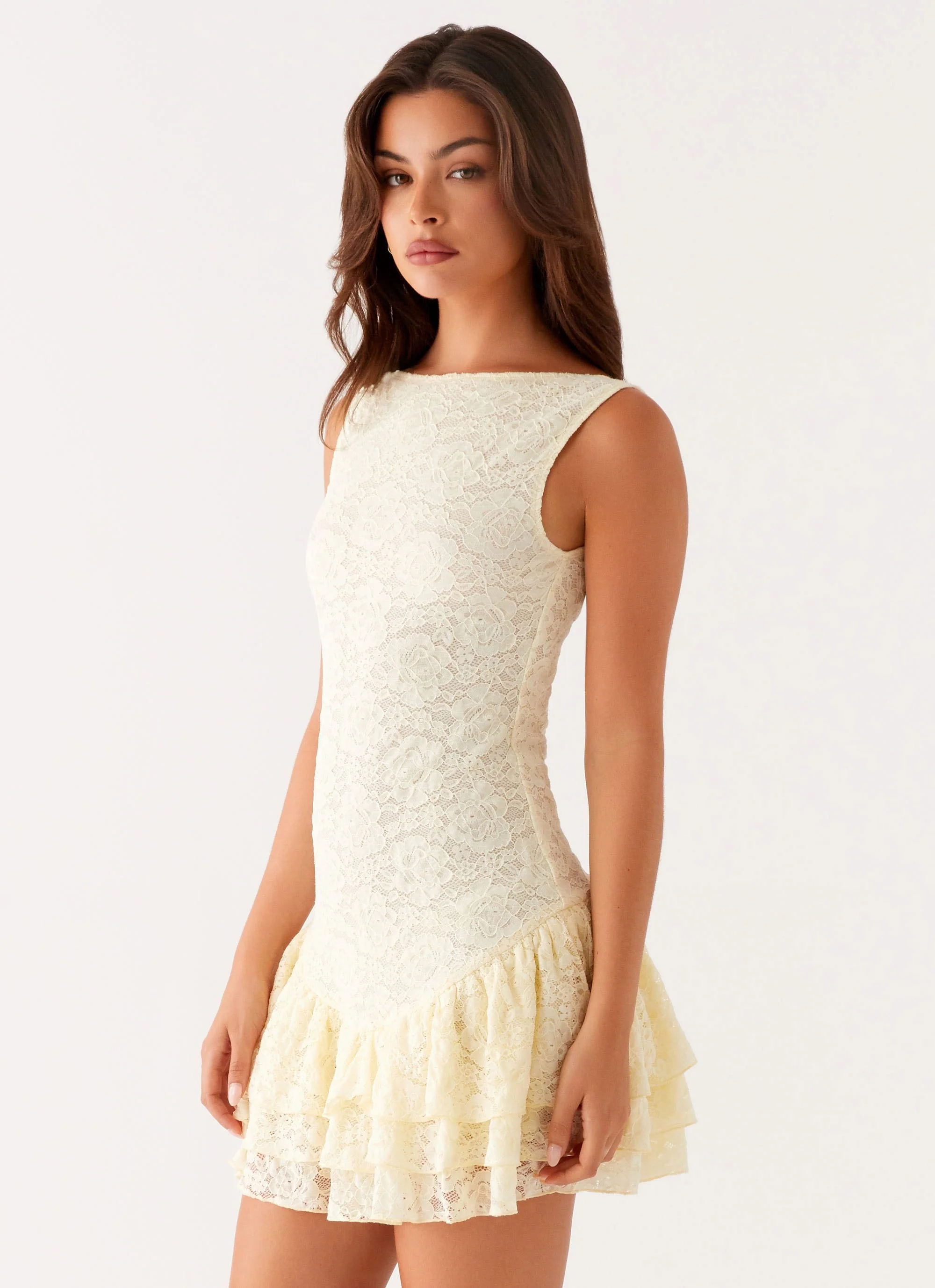 Manuka Ruffle Mini Dress - Yellow - Image 3