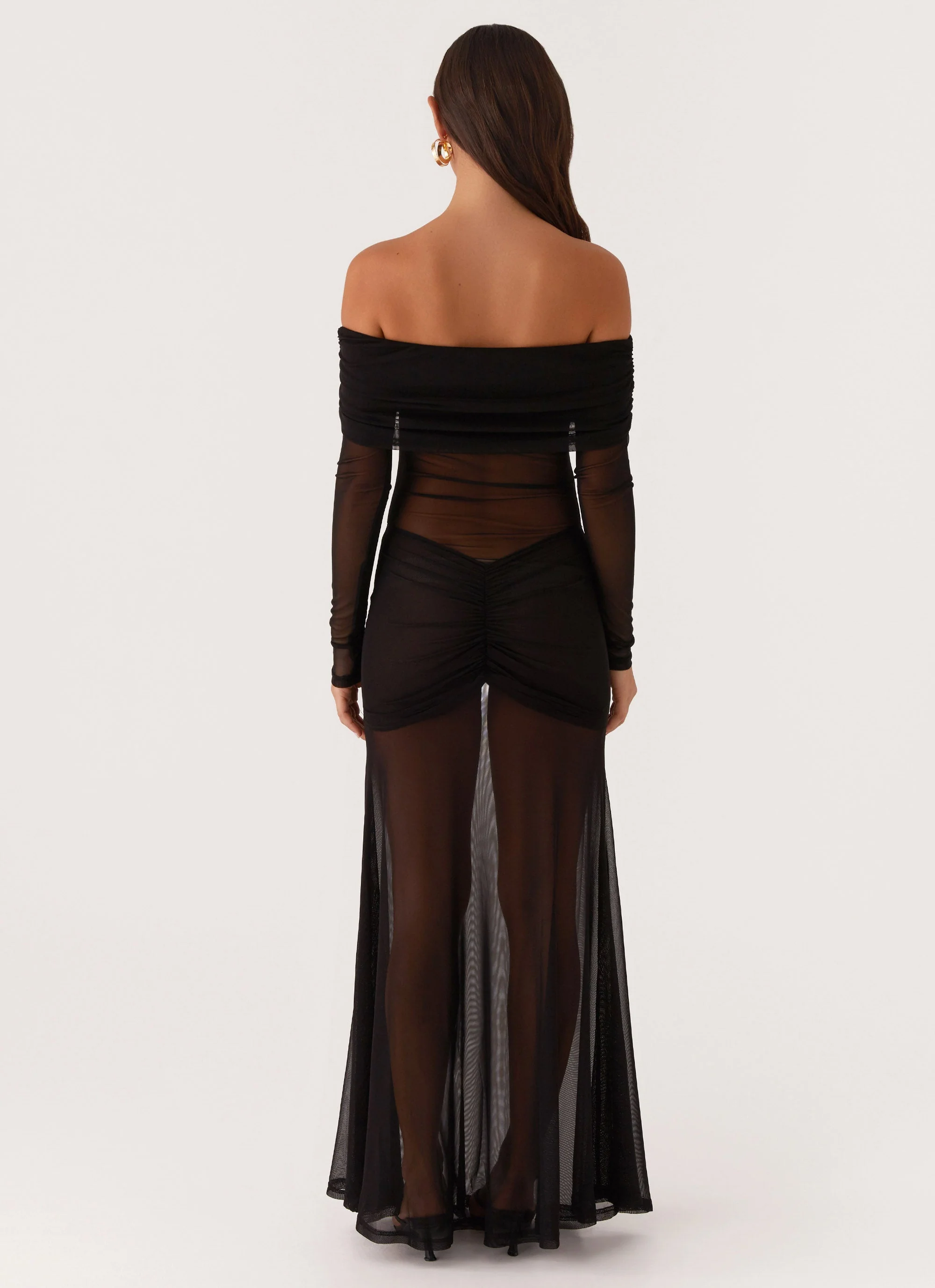 Maren Off Shoulder Maxi Dress - Black - Image 3