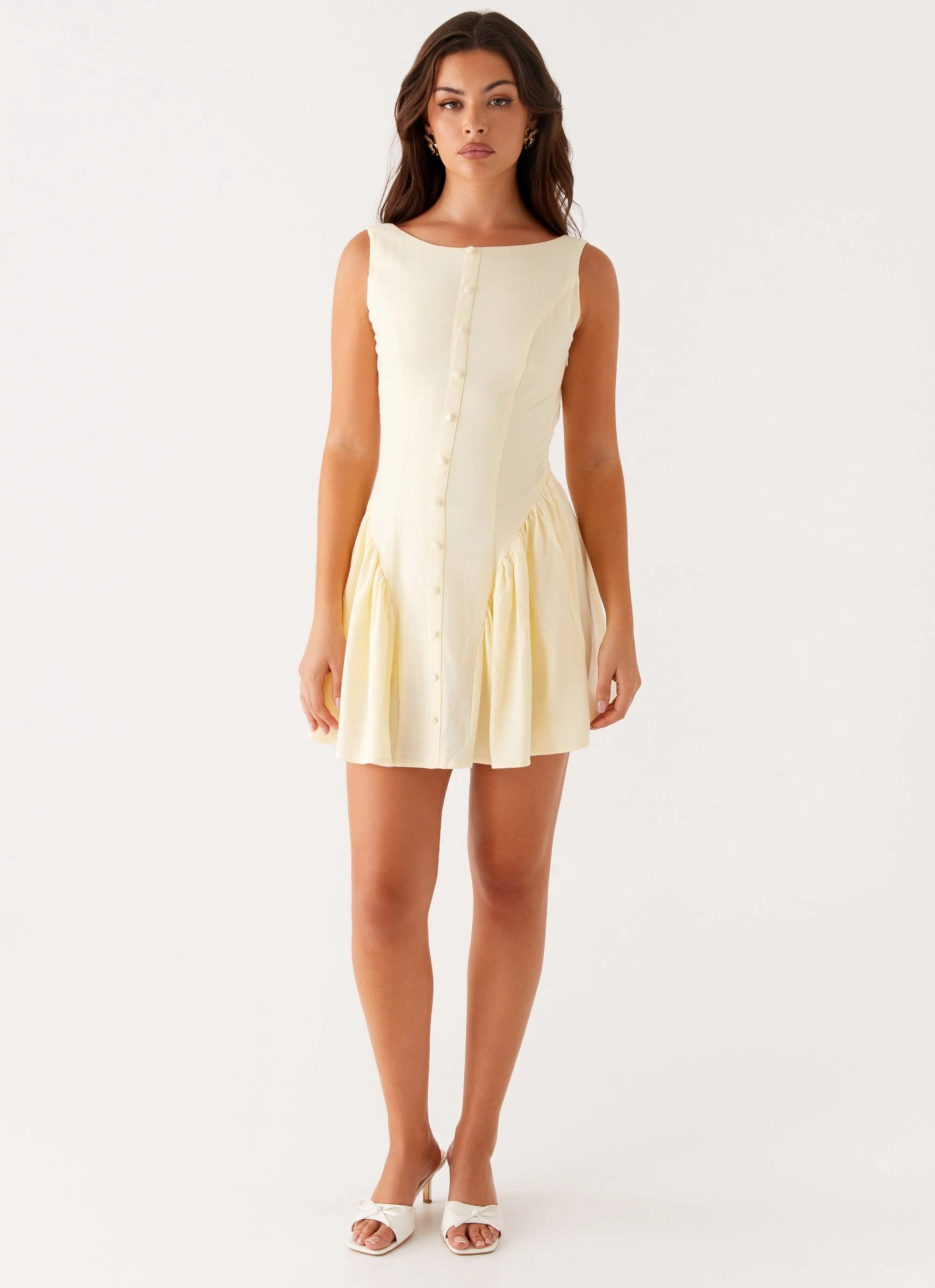 Margo Mini Dress - Pale Yellow - Image 2