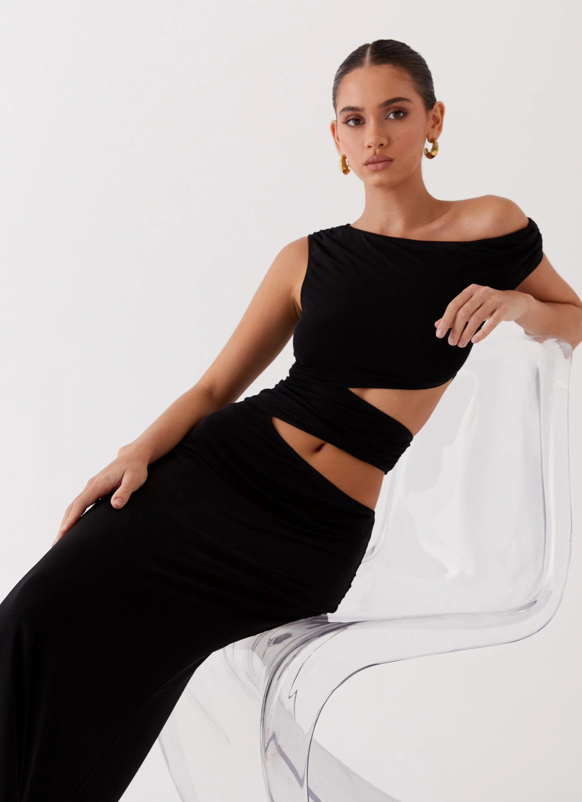 Margot One Shoulder Maxi Dress - Black - Image 6