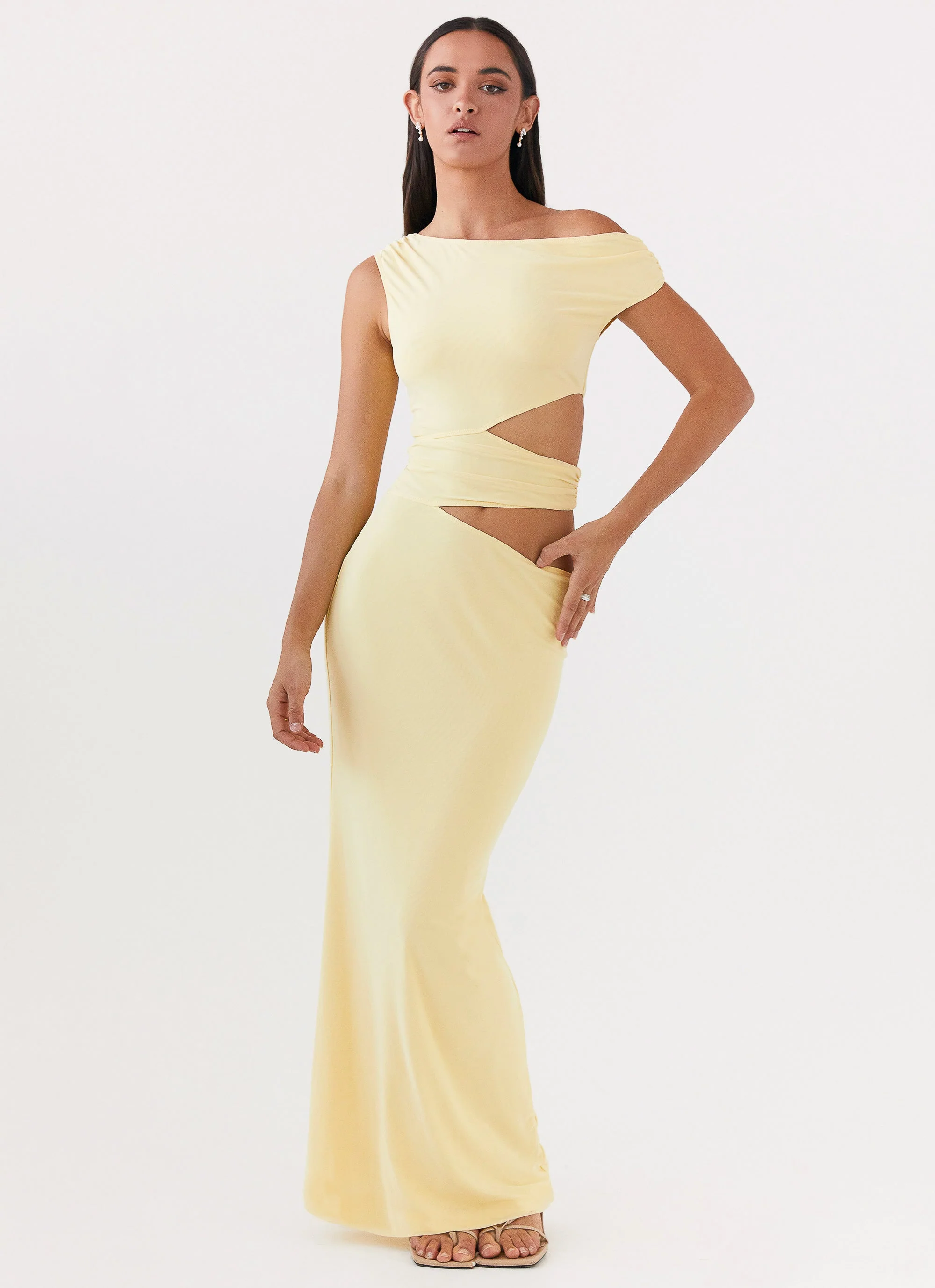 Margot One Shoulder Maxi Dress - Yellow - Image 6