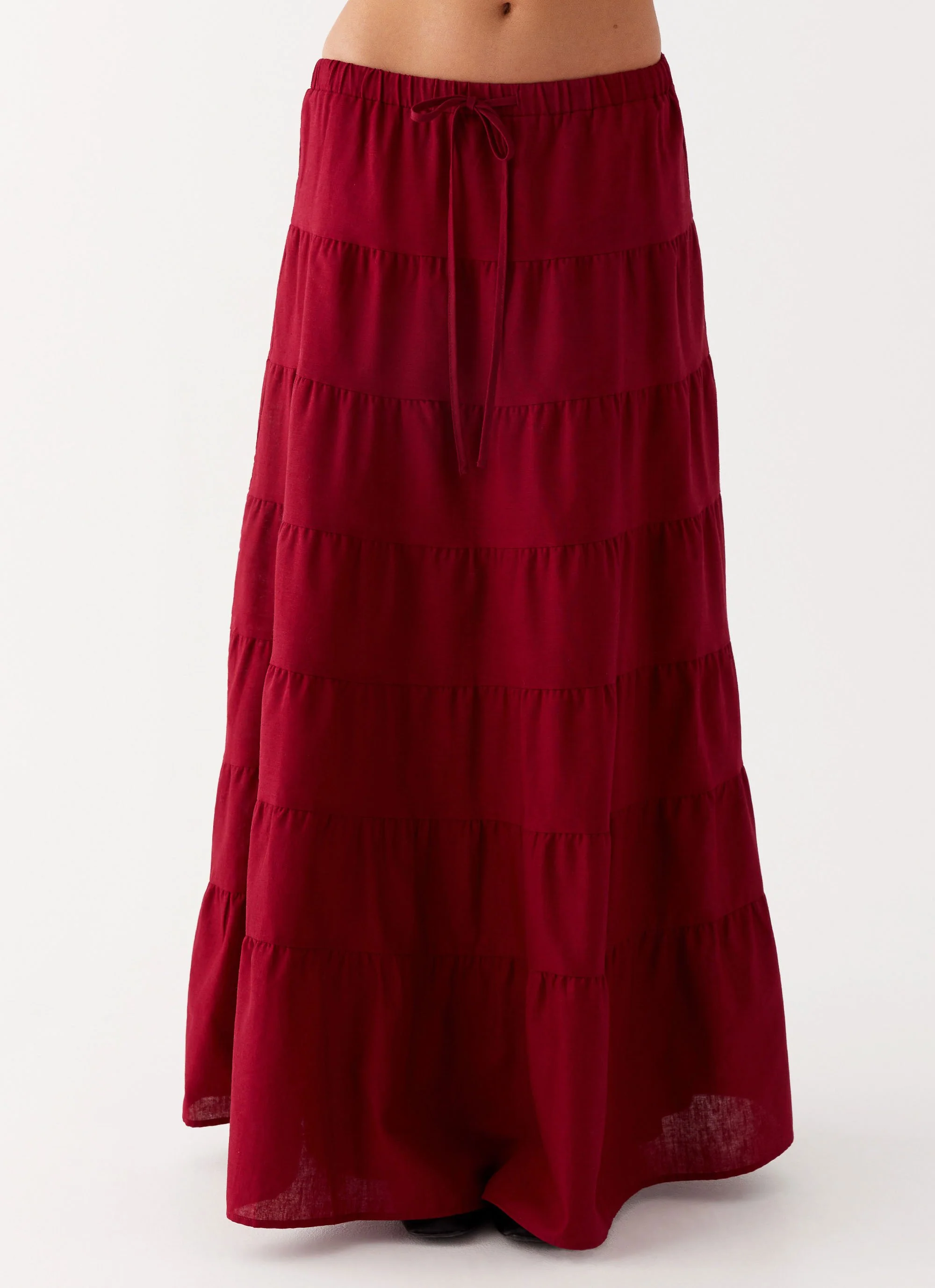 Mariella Linen Maxi Skirt - Maroon - Image 5