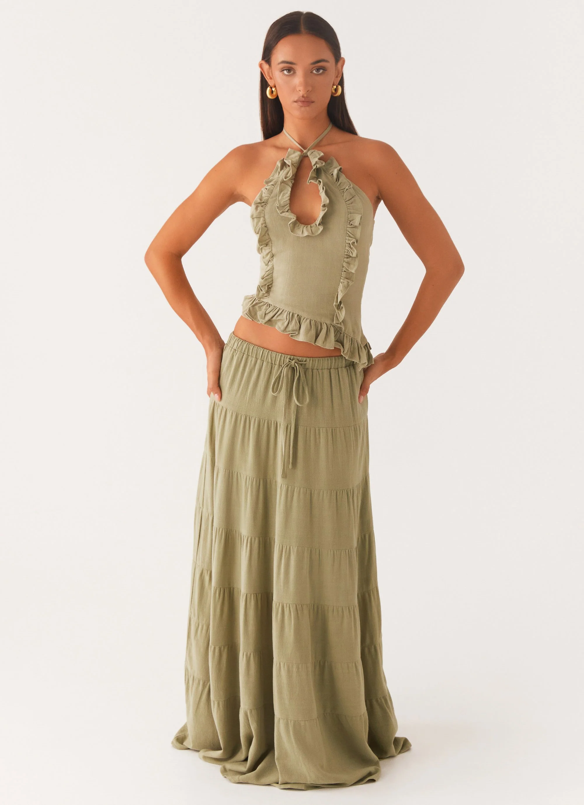 Mariella Linen Maxi Skirt - Sage - Image 6