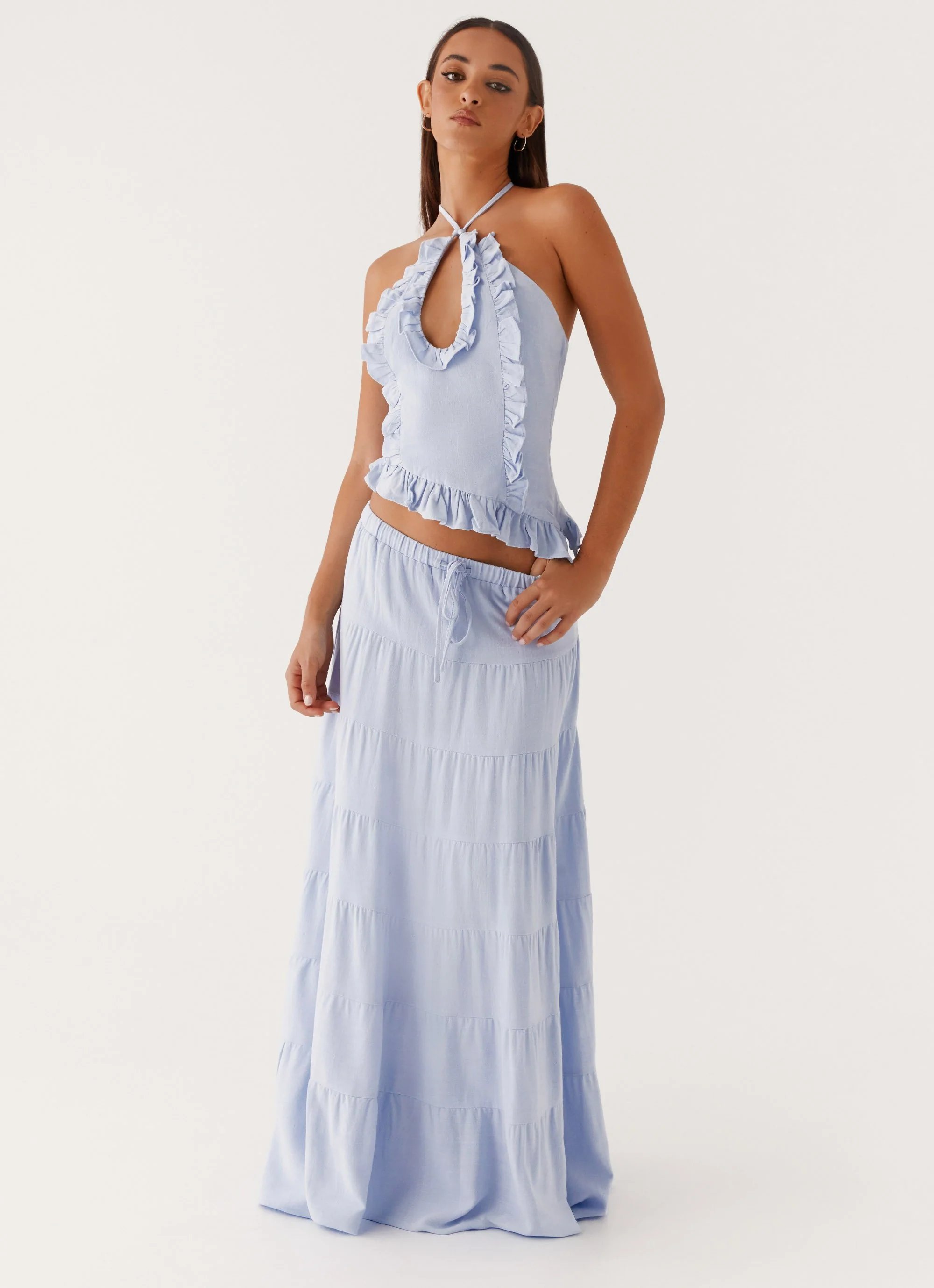 Mariella Linen Top - Blue - Image 2