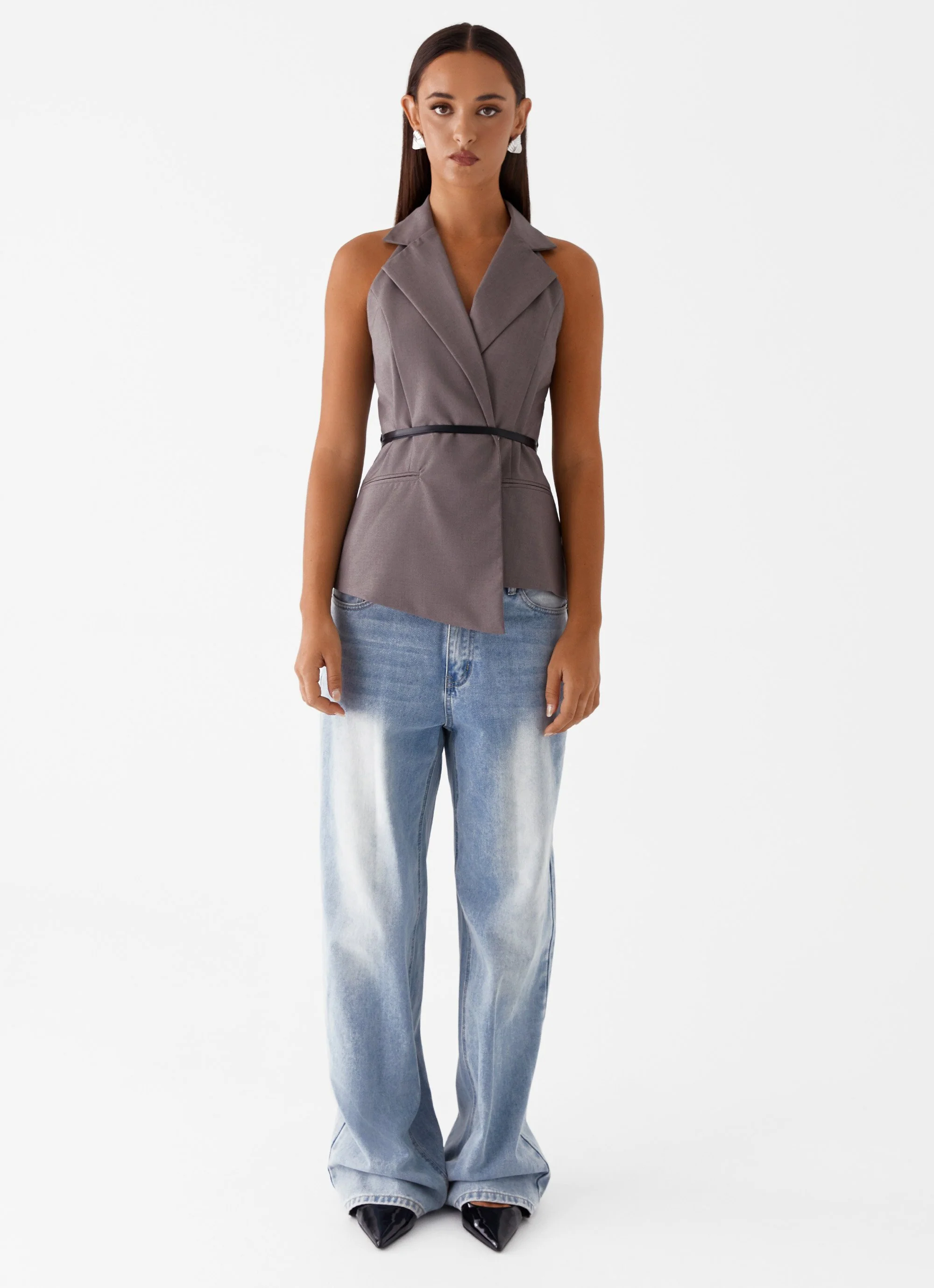 Marina Blazer Top - Grey - Image 2